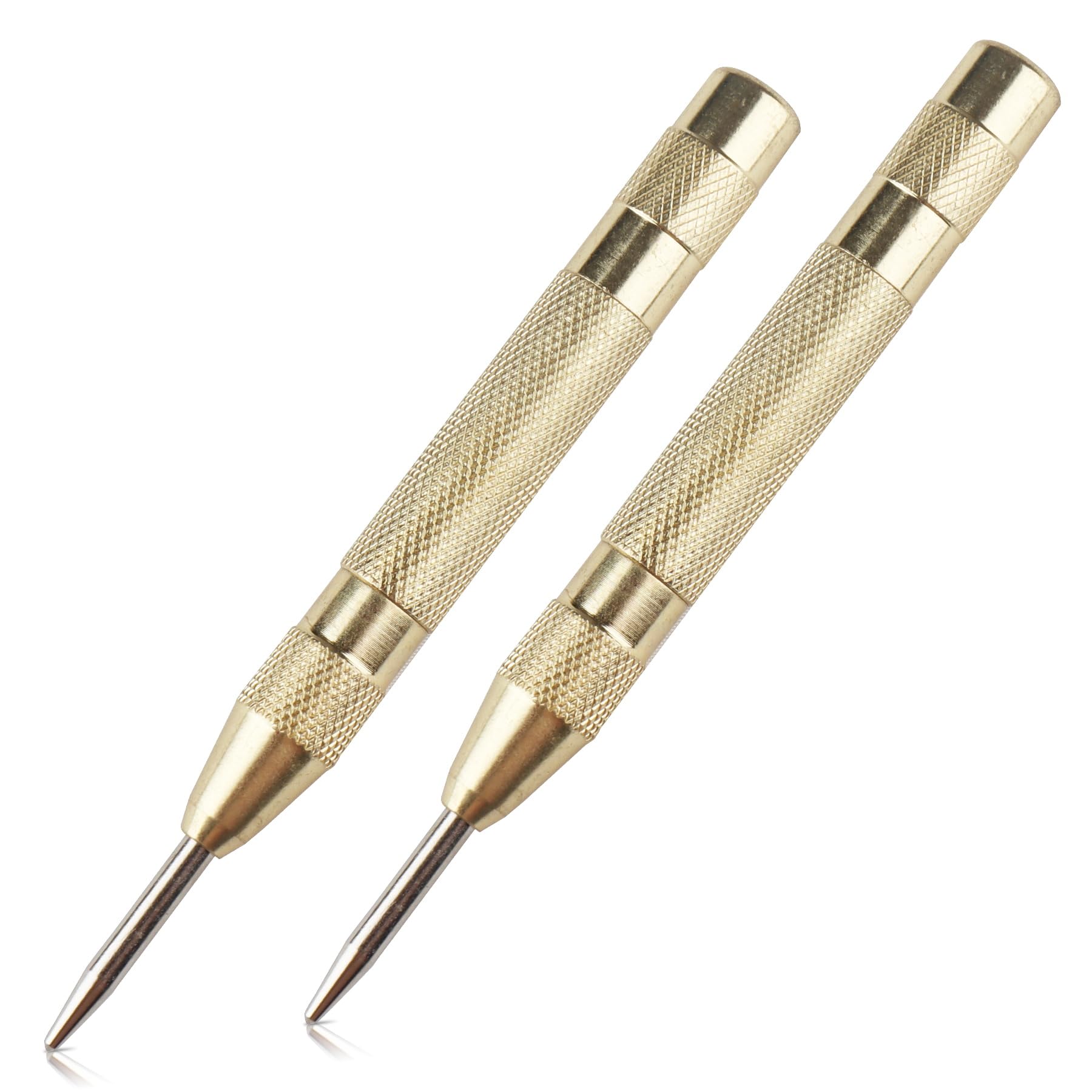 Linder Group Inc Automatic center punch 2 pcs spring loaded adjustable tension marking tool for metal wood glass heavy duty steel precision hole starter