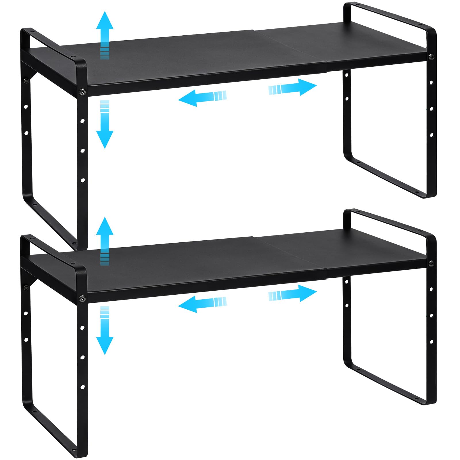 Aoibox  Expandable Kitchen Cabinet Organizer Shelf 2 Pack Adjustable 15 5 to 25 5 In Stackable Storage Rack 30 Lbs Capacity