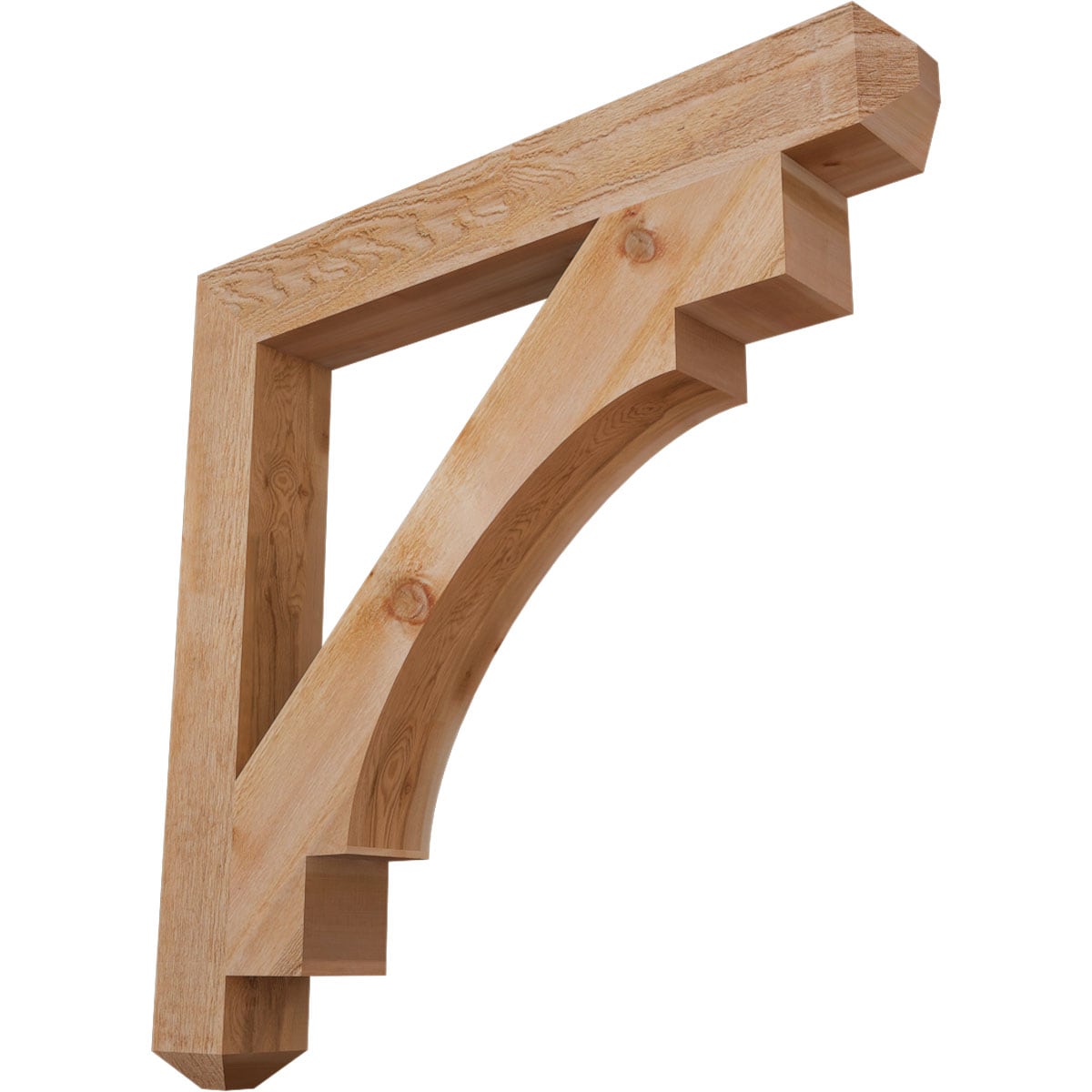 Ekena Millwork BKT06X48X48MRC04RWR Merced craftsman rough sawn 6-in x 48-in x 48-in Western red cedar Brown Wood Standard bracket