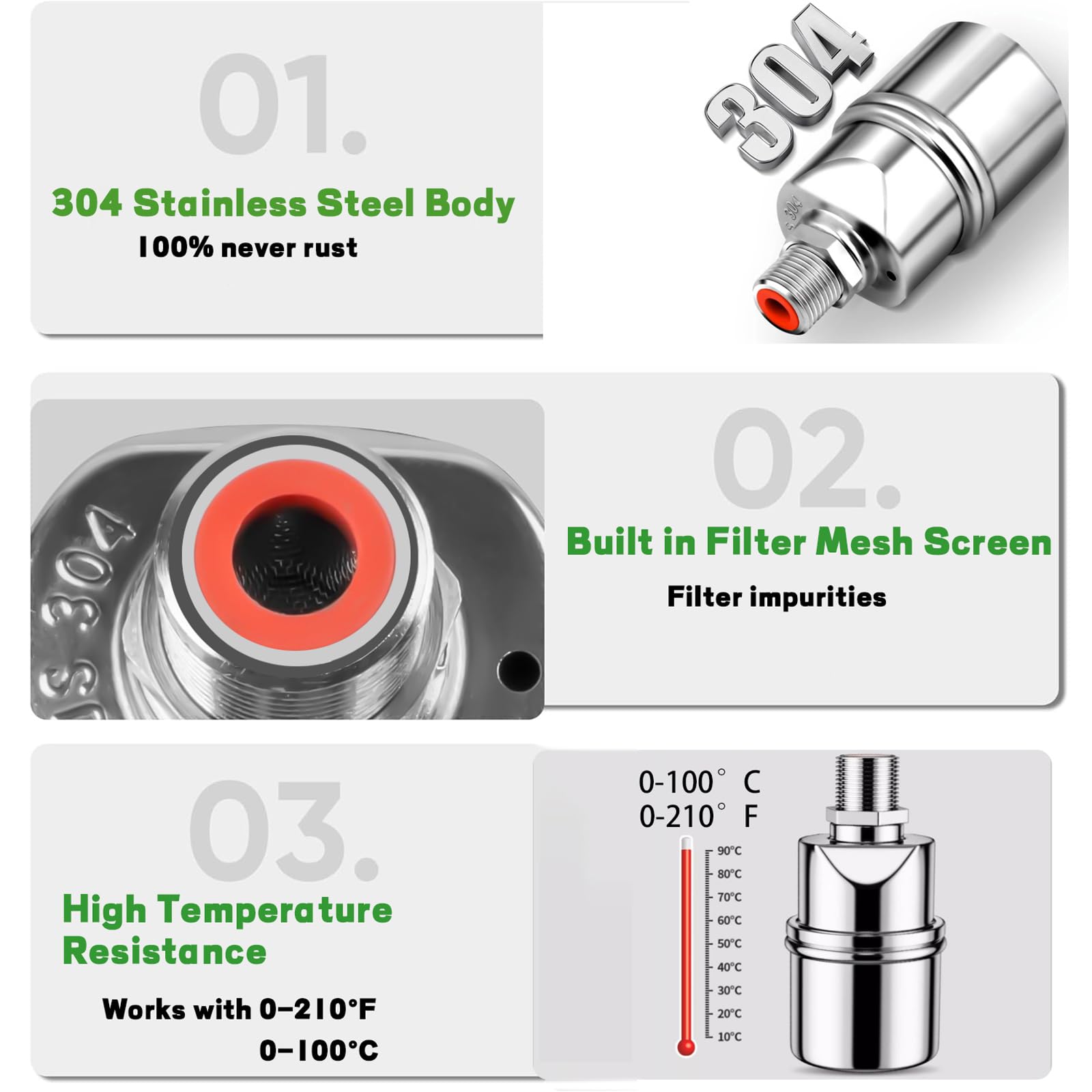 Misopily 1/2 in Automatic Water Level Control Valve Stainless Steel ...