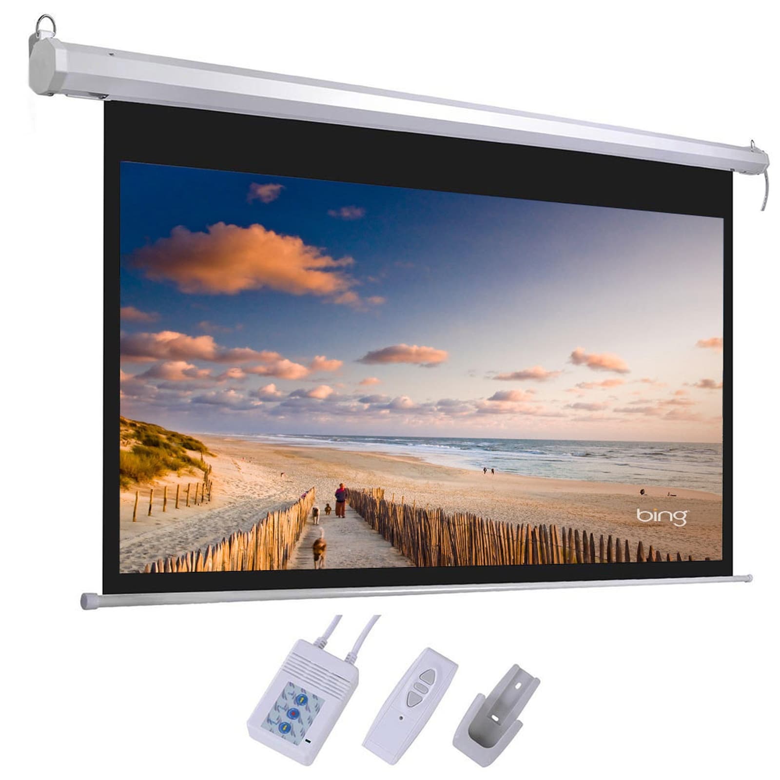 Bestcore 92-in Motorized Projector Screen 16:9 with Remote Control 80 x 45-in Viewing Area Matte White Electric Drop Down Screen for Home Theater Wall or Ceiling Mount #LW114BCSY0845
