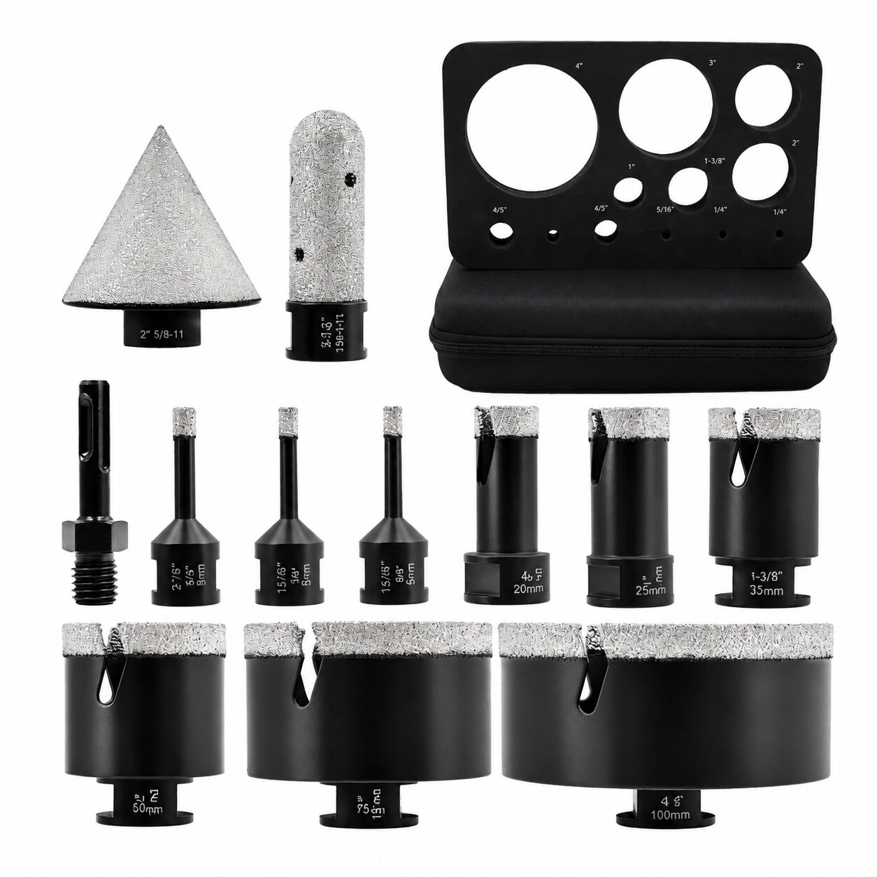 KIWDZFU  Tile Hole Saw Kit Diamond Drill Bits Set with Finger Bit Chamfer Bit and SDS Adapter for Tile Marble Granite Drilling