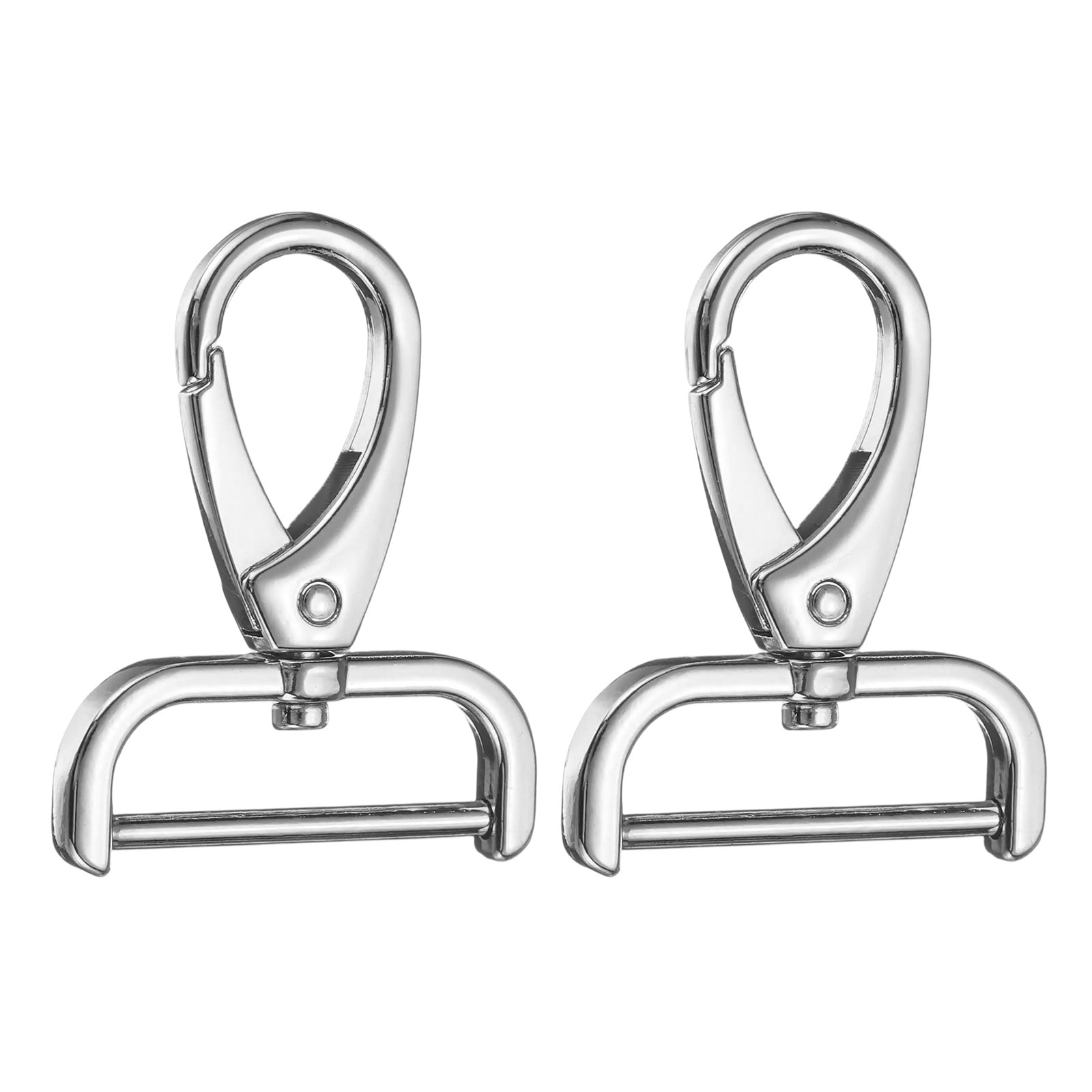Harfington 2pcs Detachable Snap Hook Swivel Clasp 1 1/4inch D Ring with Swivel Lobster Claw Clasps Hook for Purse Strap Keychain Bag DIY Craft Silver