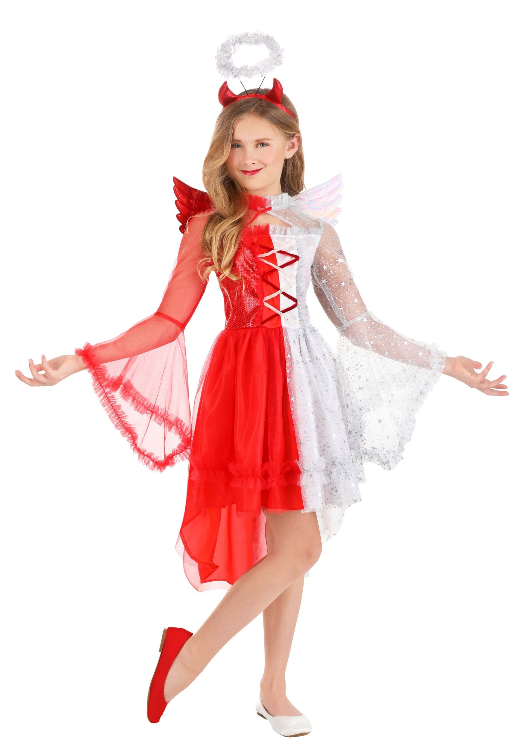 HalloweenCostumes FUN Costumes Kid's Half Angel Half Devil Costume Girl's Angel Costumes Medium