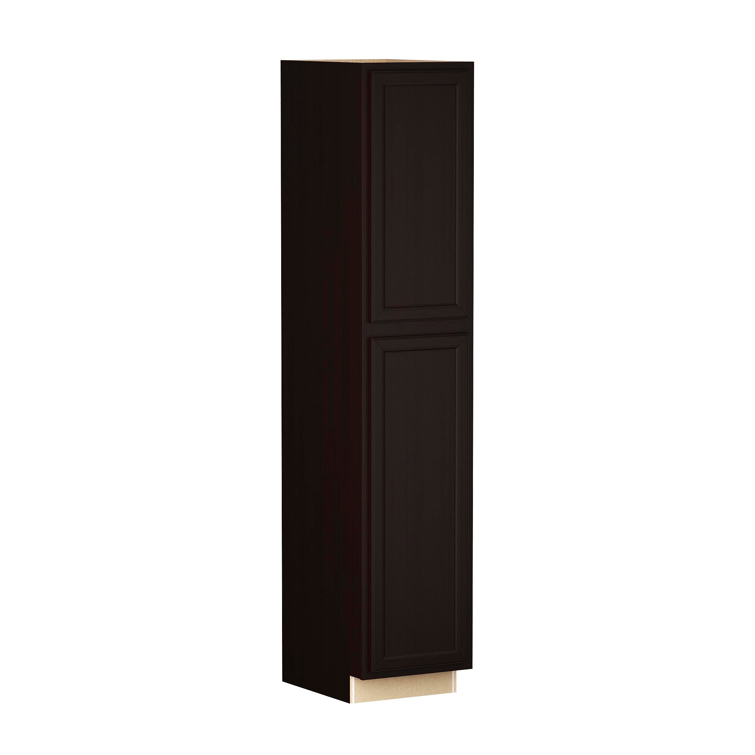 Shenandoah Cardiff 18-in W x 84-in H x 24-in D Espresso Laminate Pantry Fully Assembled Cabinet Recessed Panel Miter
