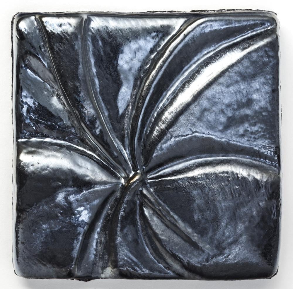 Oceanside Glass & Tile 145829 Fire and Form 5-Pack Metallic Pewter Iridescent 3-in x 3-in Glass Listello Tile (0.3125-sq. ft/ Box Only)
