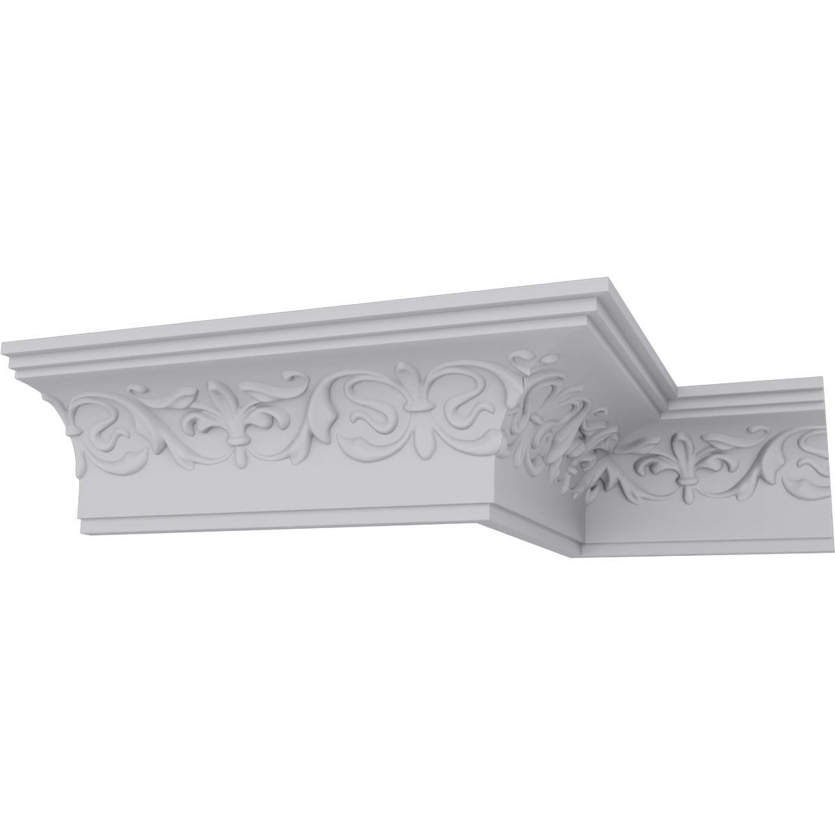 Primed White Polyurethane Fleur-de-Lis Crown Moulding