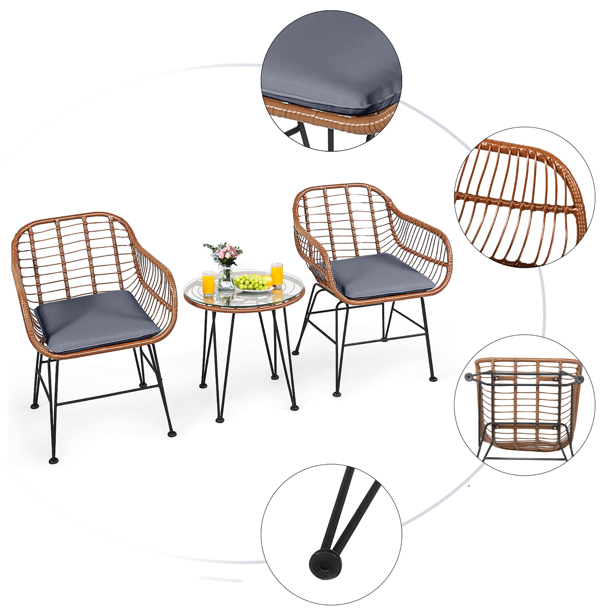 Costway OP70837GR Patio-Conversation-Sets - View #3