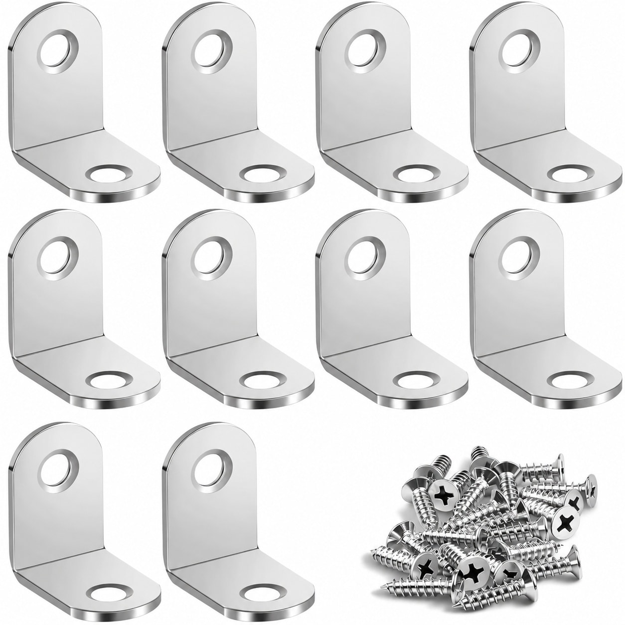 Aoibox  10 Piece Stainless Steel L Brackets 0 98 Inch Corner Braces with 20 Screws for Furniture and Shelves