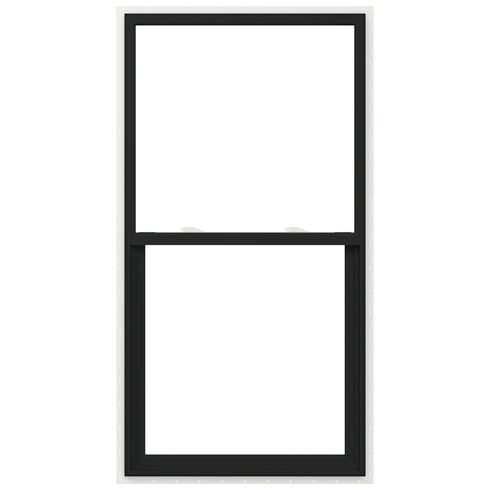 JELD-WEN LOWOLJW234700223 V-2500 31-1/2-in x 59-1/2-in Bronze Exterior Vinyl New construction Single Hung Window Low-E argon Double Pane Glass (Full Screen Included)