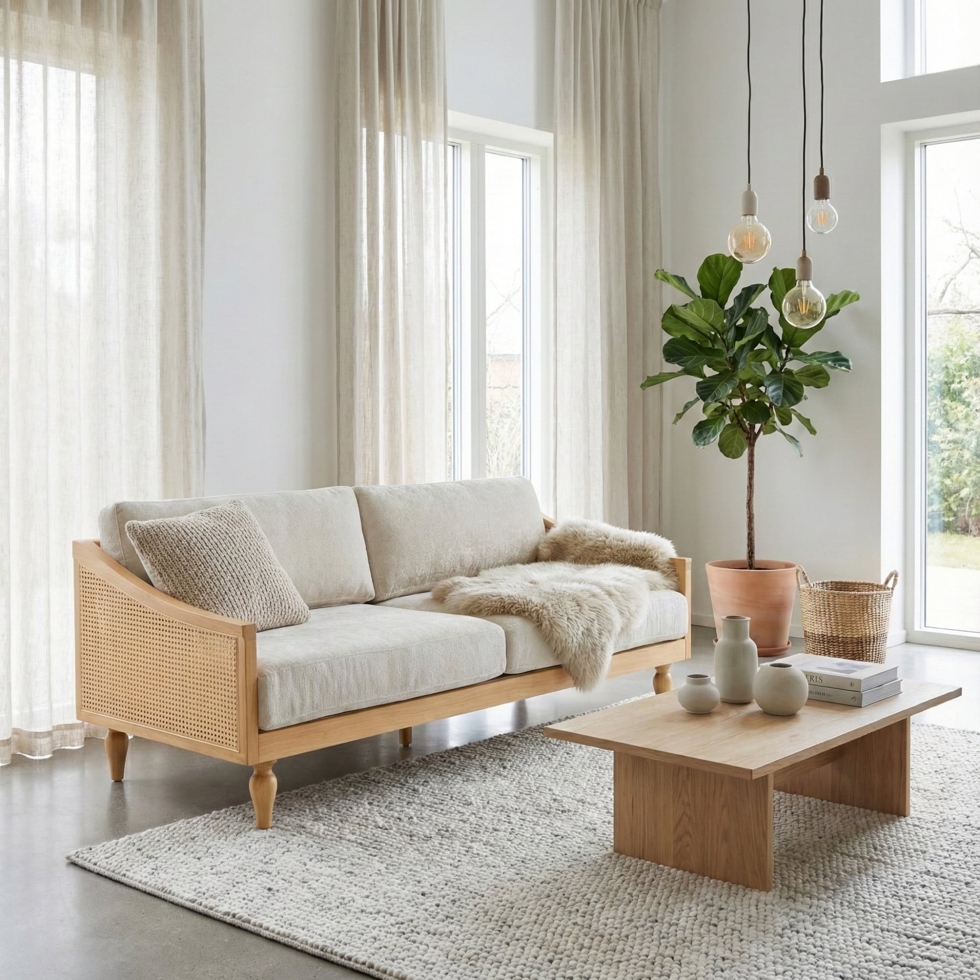 Christopher Knight Home - Country Rustic 70.9 in. Natural and Beige Chenille Upholstered 2-Seater...