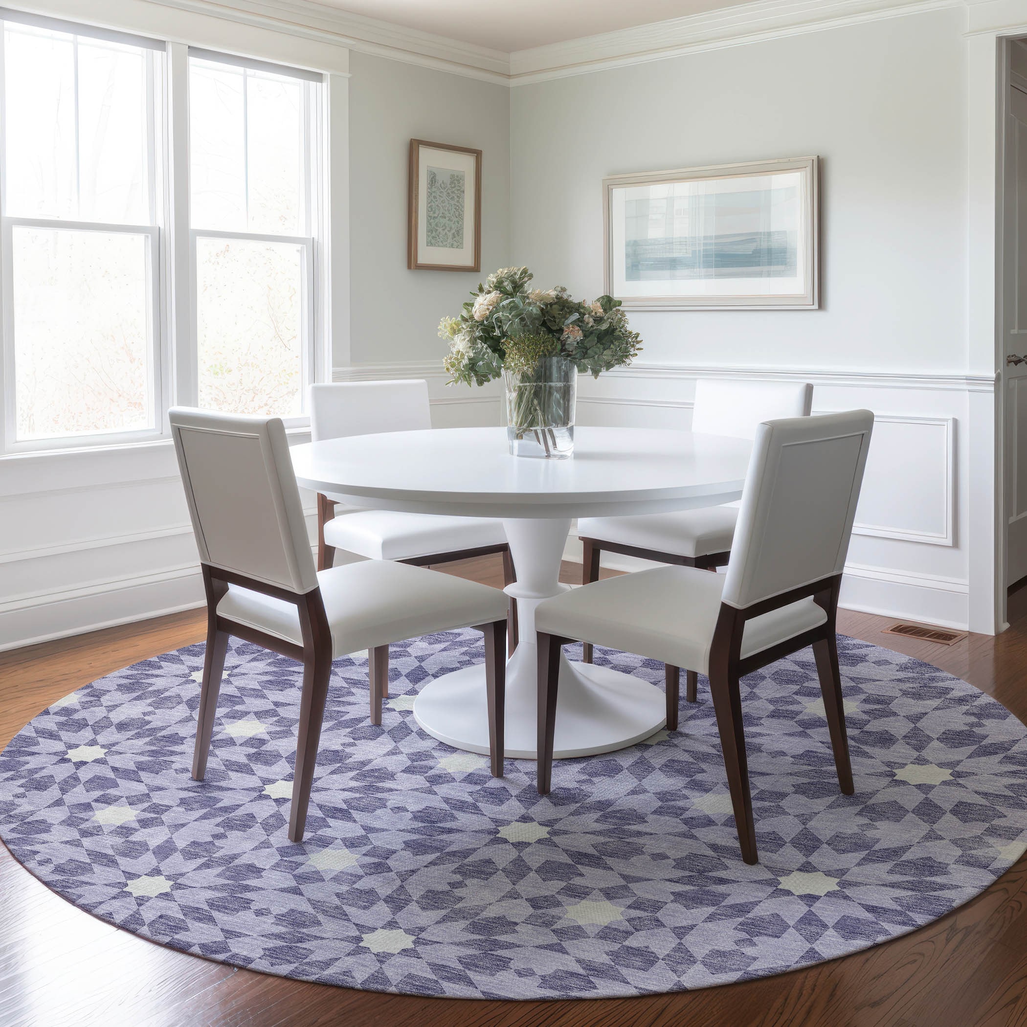 Addison Rugs ACN734LL8RO Chantille ACN734LL 8 x 8 (ft) Polyester Lilac Round Indoor/Outdoor Geometric Machine washable Area rug
