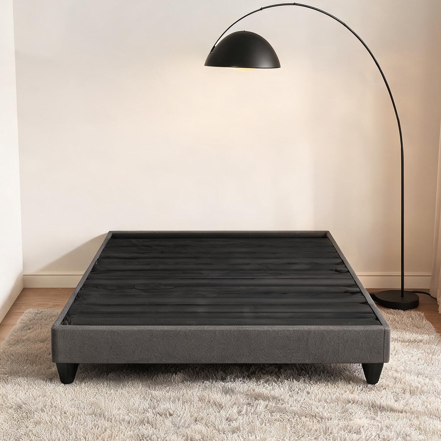 chillscreamni - Dark Gray Bed Frame with Functional Design for Bedroom 14 in Plywood