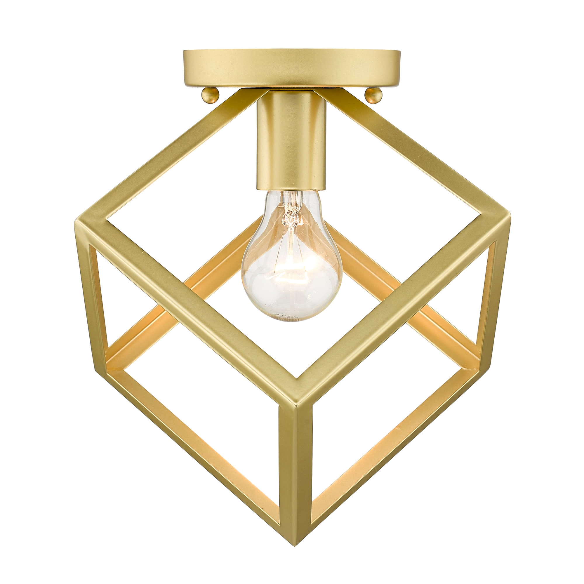 Olympic Gold Geometric Glass-Free Flush Mount Light
