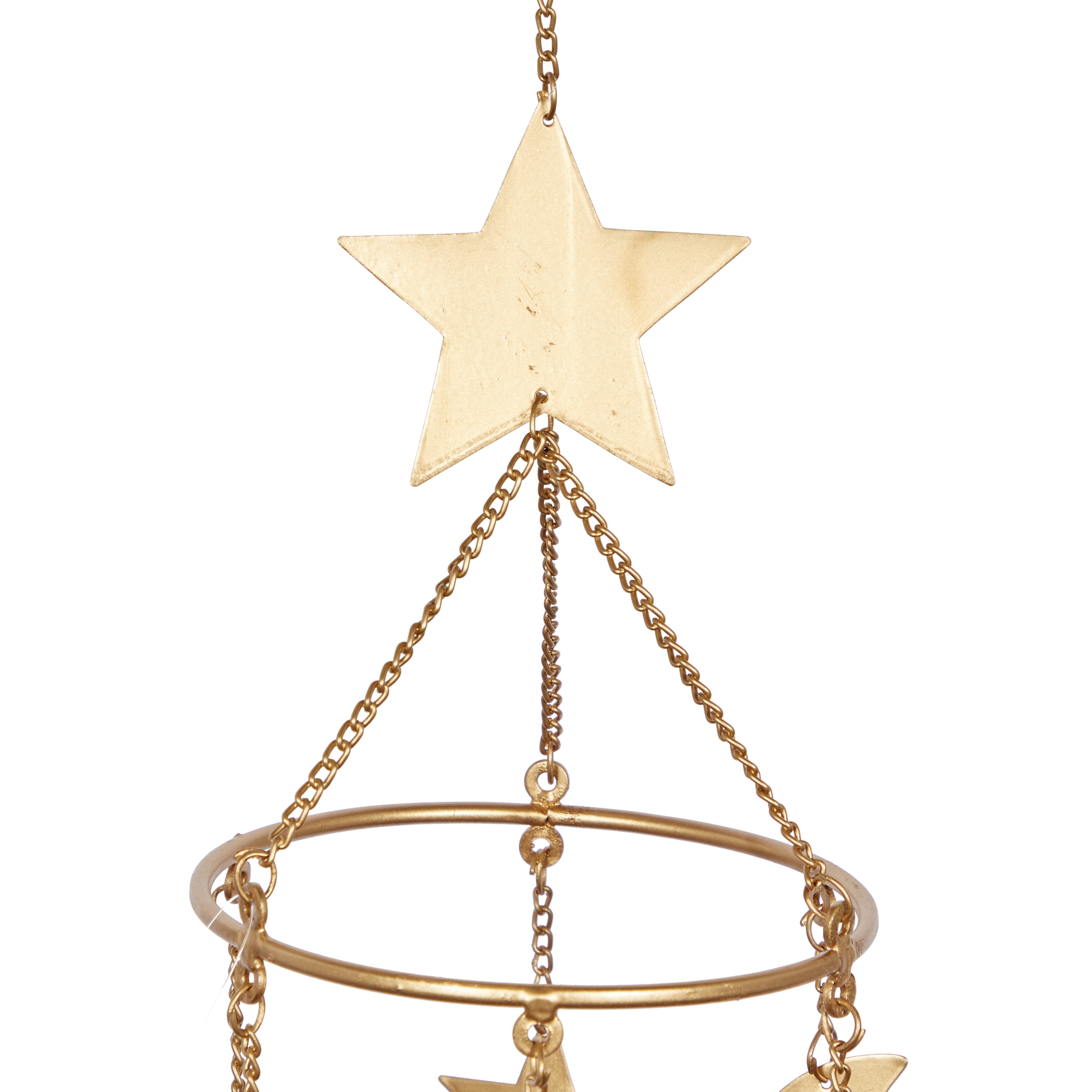 Gold Metal Moon and Star Windchime with Bead Accents, 39"