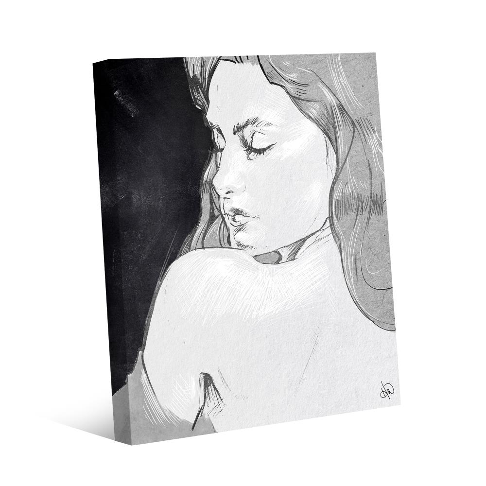 Creative Gallery FIG000751CAN20X24TX Shoulder Glance In Grey Frameless 24-in H x 20-in W Figurative Canvas Print