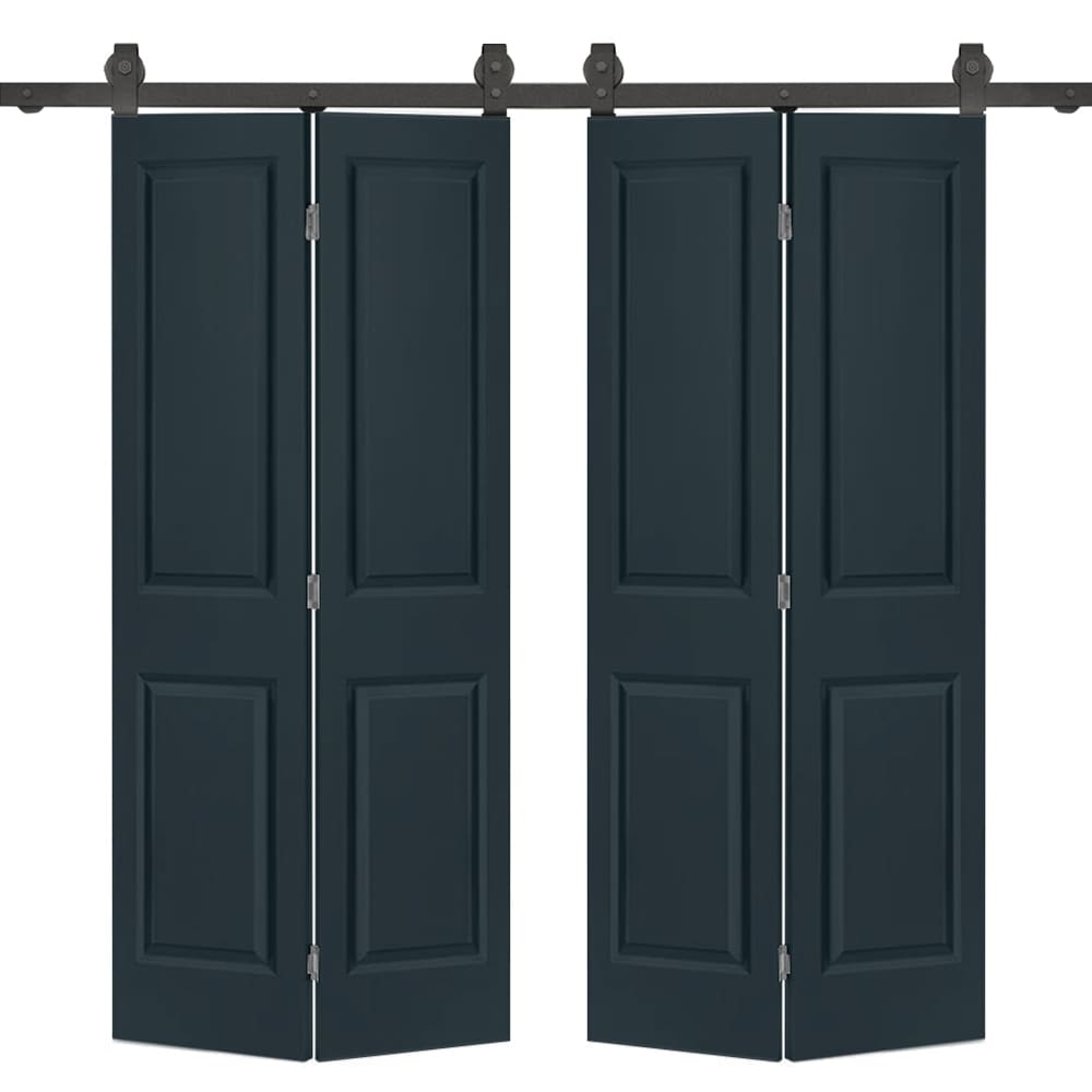 CALHOME 1300-4-T+2P-24G(2 48-in x 80-in Charcoal Gray MDF Hollow core Double Barn Door (Hardware Included)