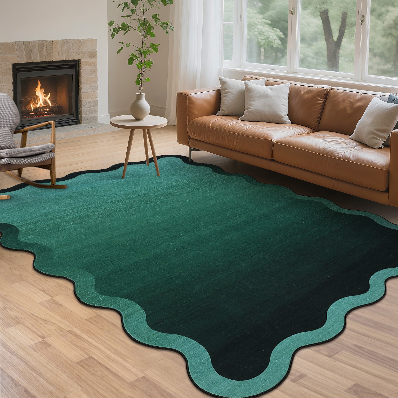 IdealHouse 5x7 Washable Butterfly Floral Print Low Pile Area Rug Non ...