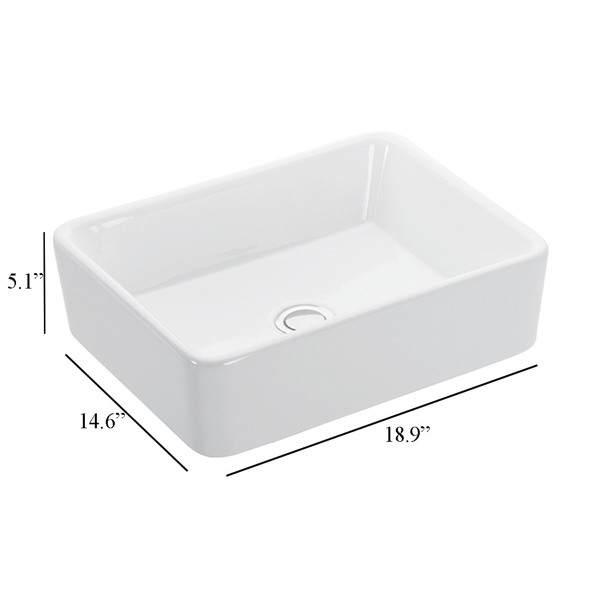 WS Bath Collections Touch Ceramic White Ceramic Vessel Rectangular ...