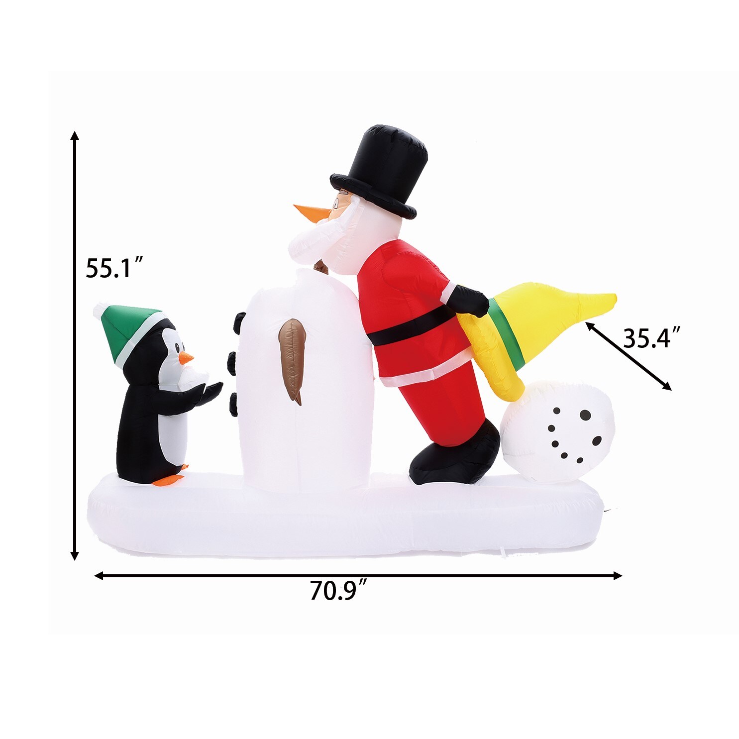 LuxenHome 4.59-ft Lighted Snowman Christmas Inflatable in the