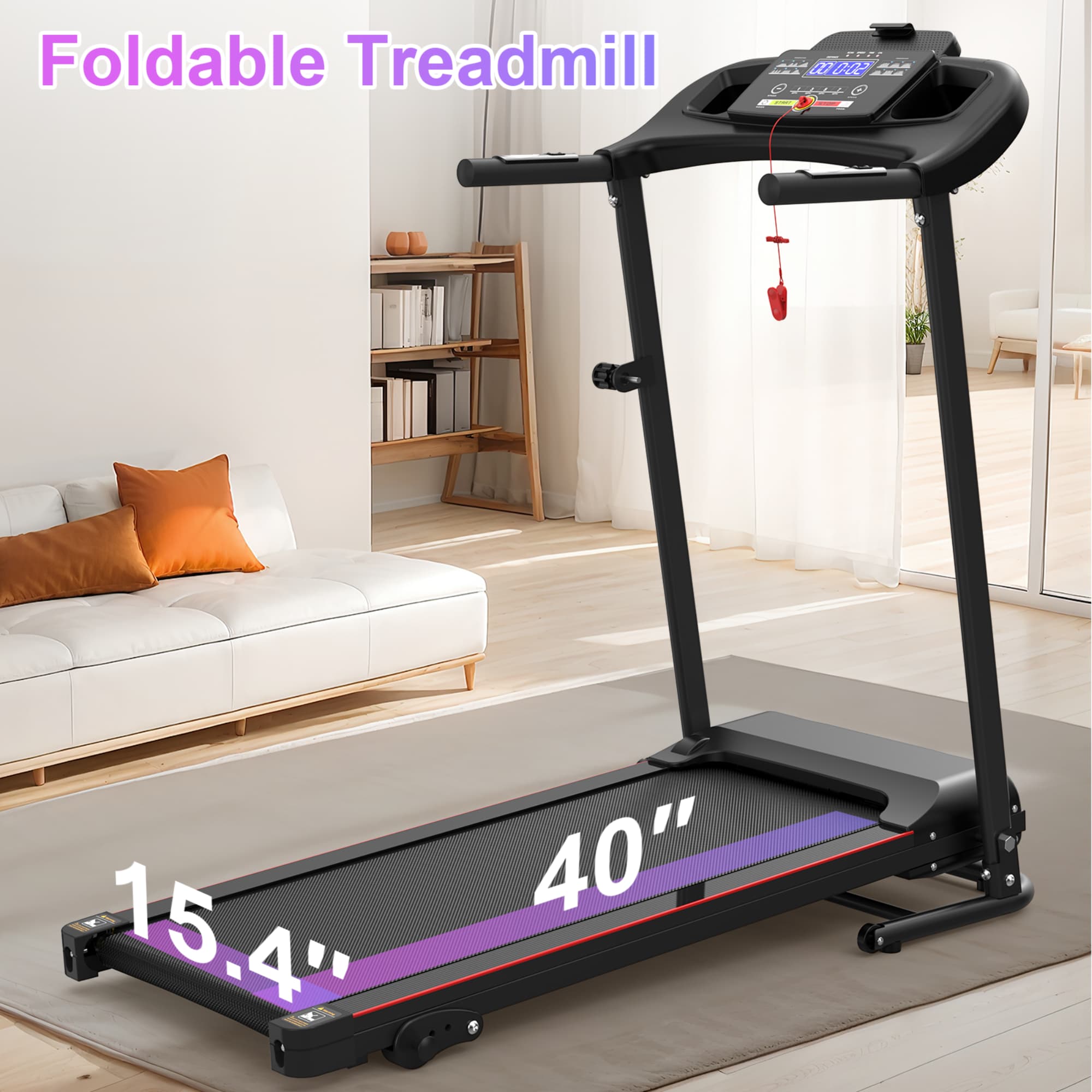 Ama Pear Folding Treadmill Incline 2.5HP 12KMH Bluetooth Heart Rate Cup ...