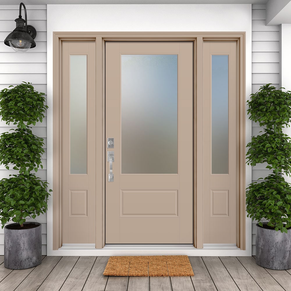 Masonite Performance Door System 64-in x 80-in Fiberglass 3/4 Lite ...