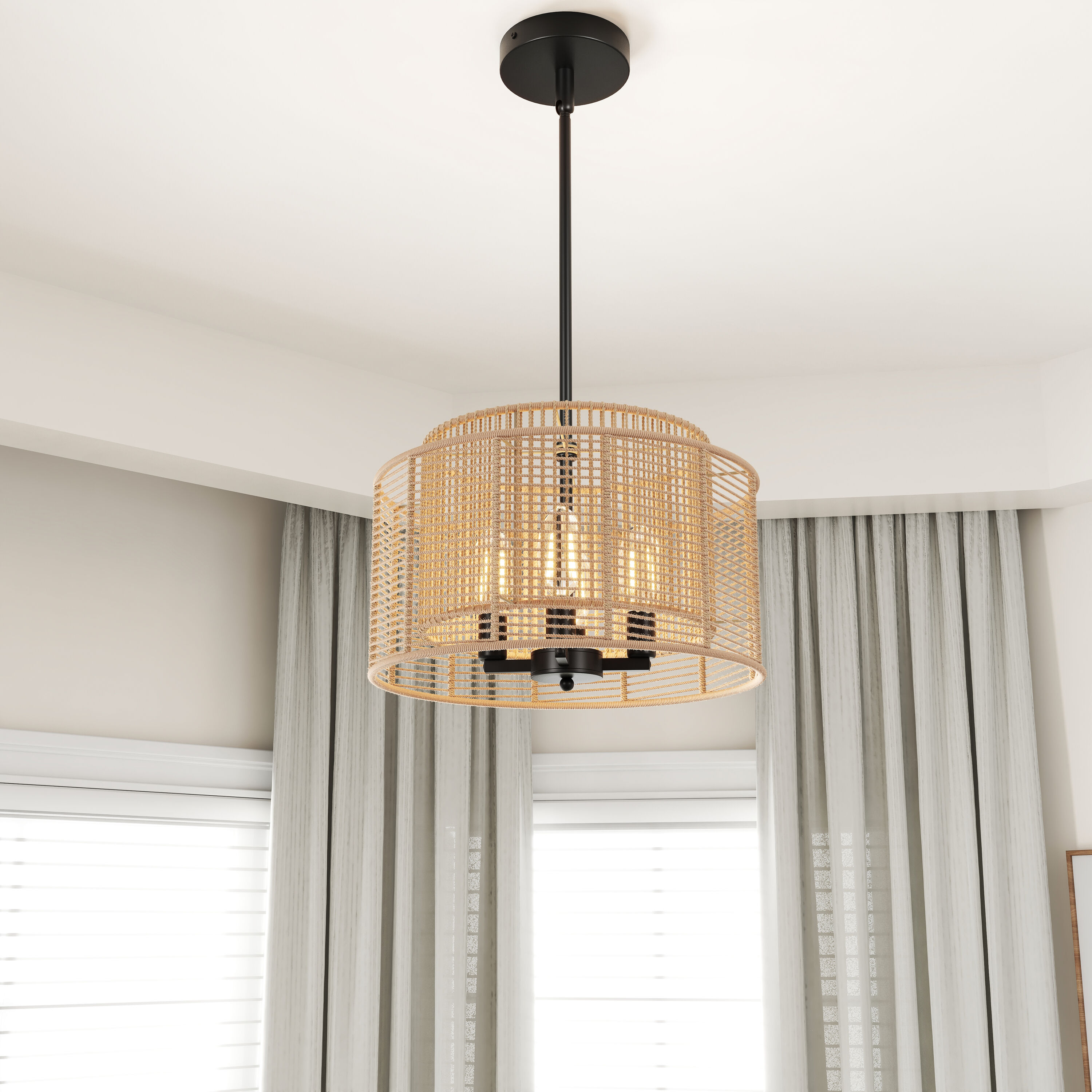 Aiwen P-NW-7054 4 -Light Black Farmhouse For Use in Bedrooms, Dining Rooms, Foyers, Kitchens, Living Rooms Chandelier