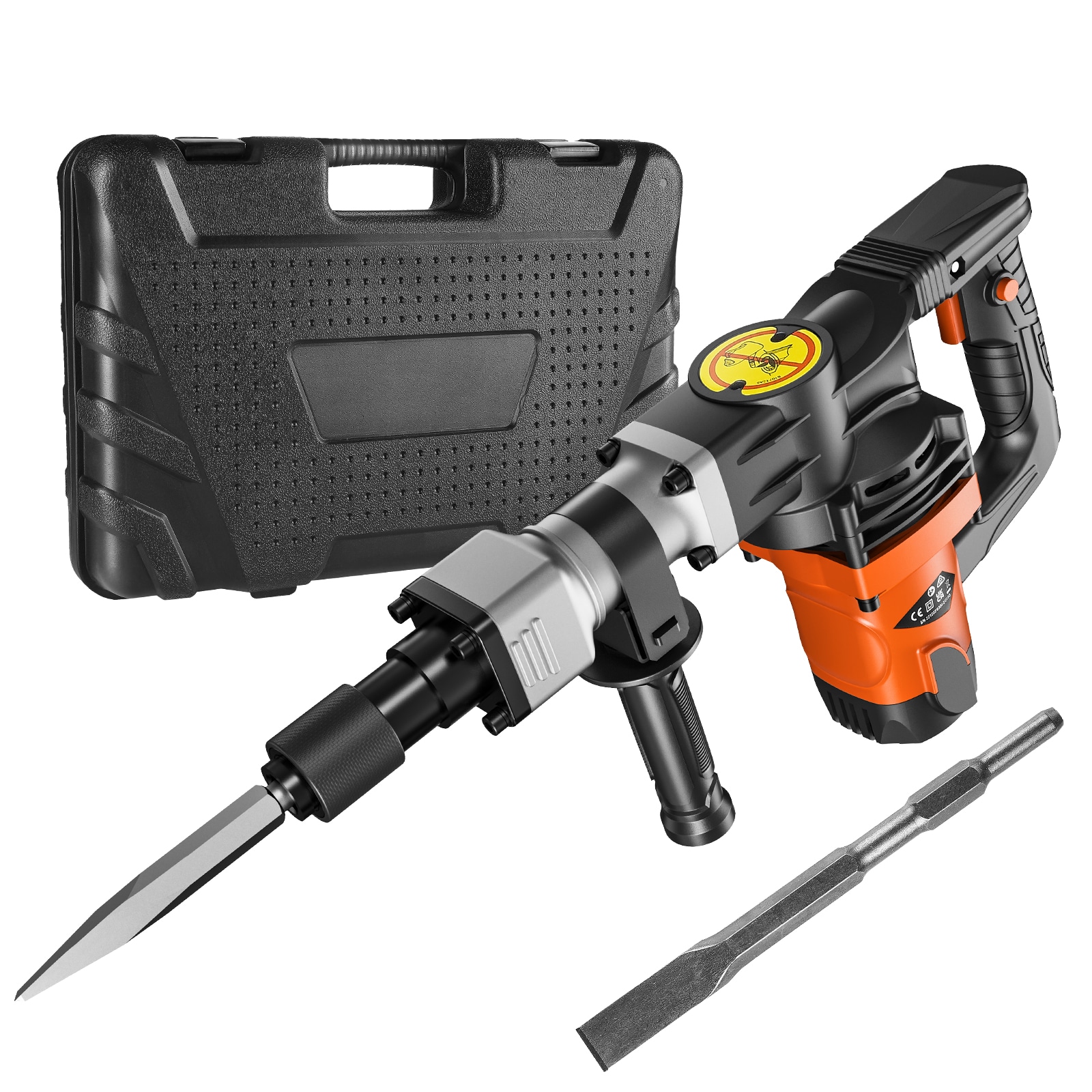 Mecale 1400W Demolition Jack Hammer Electric Concrete Breaker Heavy-Duty Corded Demo Hammer Black and Orange #YAS-BK43BB
