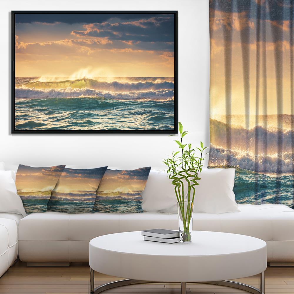 Designart Wood Floater Frame 30-in H x 62-in W Coastal Print on Canvas ...