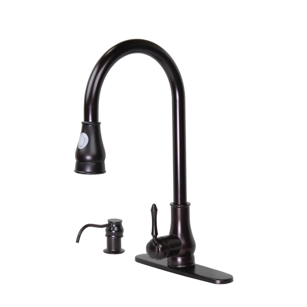 Dyconn Faucet TB001-A17ORB Oil Rubbed Bronze Single Handle Deck-mount Pull-down Kitchen Faucet with Sprayer ( Deck Plate Included ) (Soap Dispenser Included)