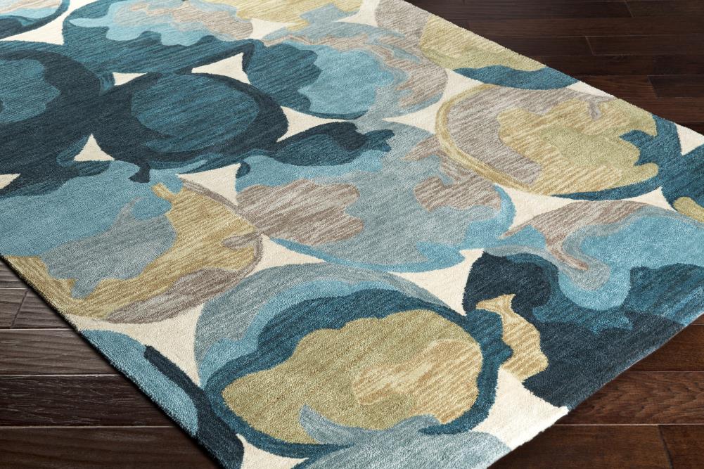 Surya Rivera 2 x 3 Aqua Indoor Abstract Industrial Area Rug at