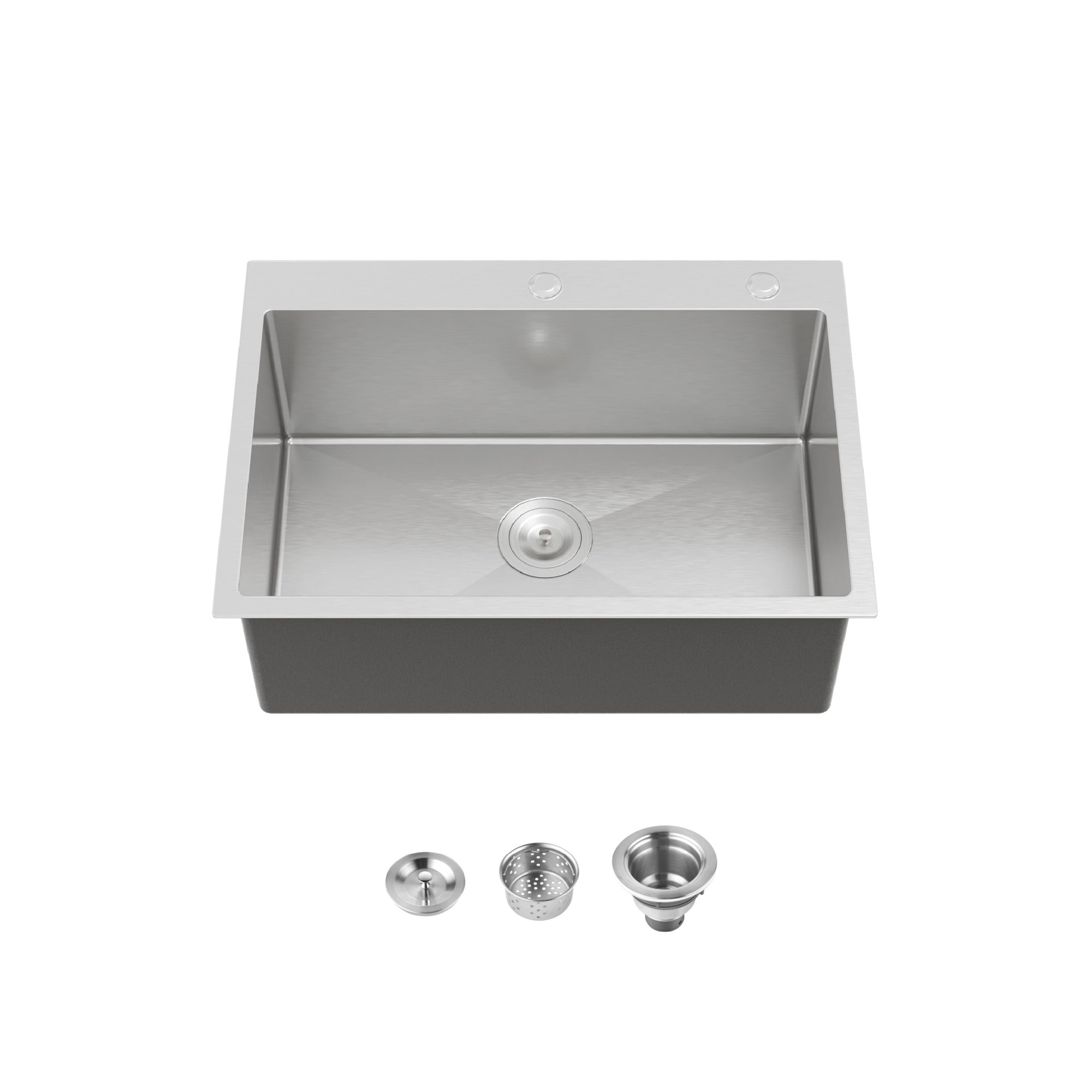 Wudkey 27x19in Stainless Steel Kitchen Single Sink Dark Gray
