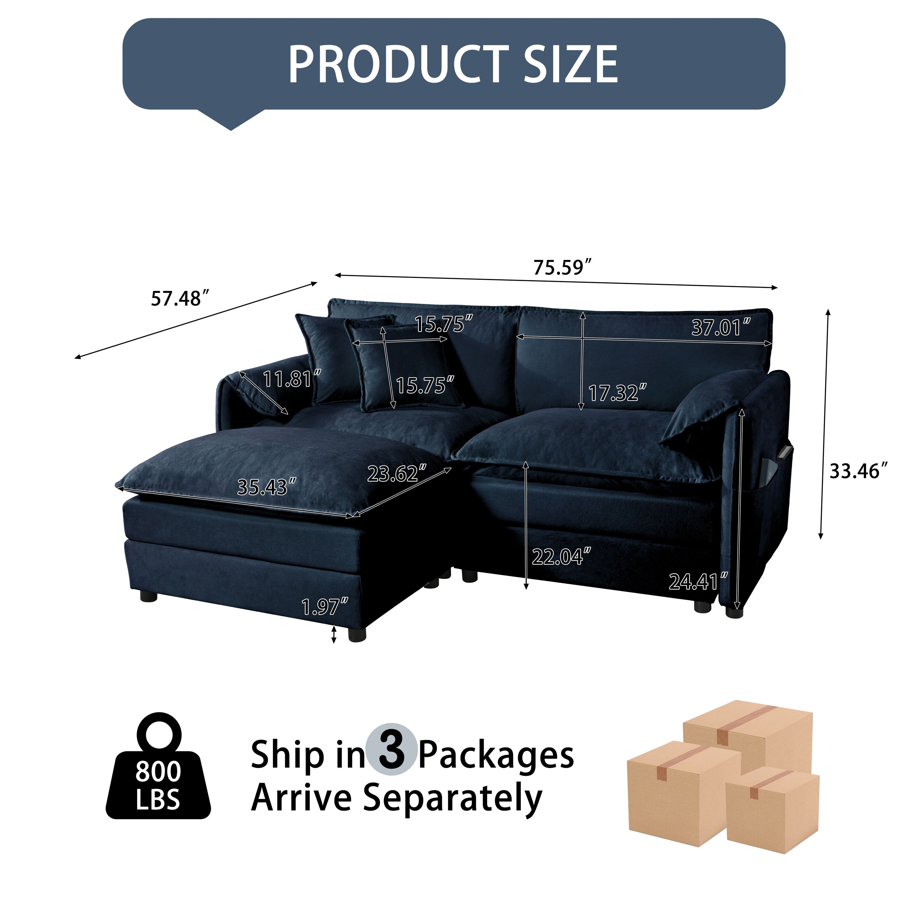 Homy Casa SOEX BL DBEX-S Sofas-Loveseats - View #2