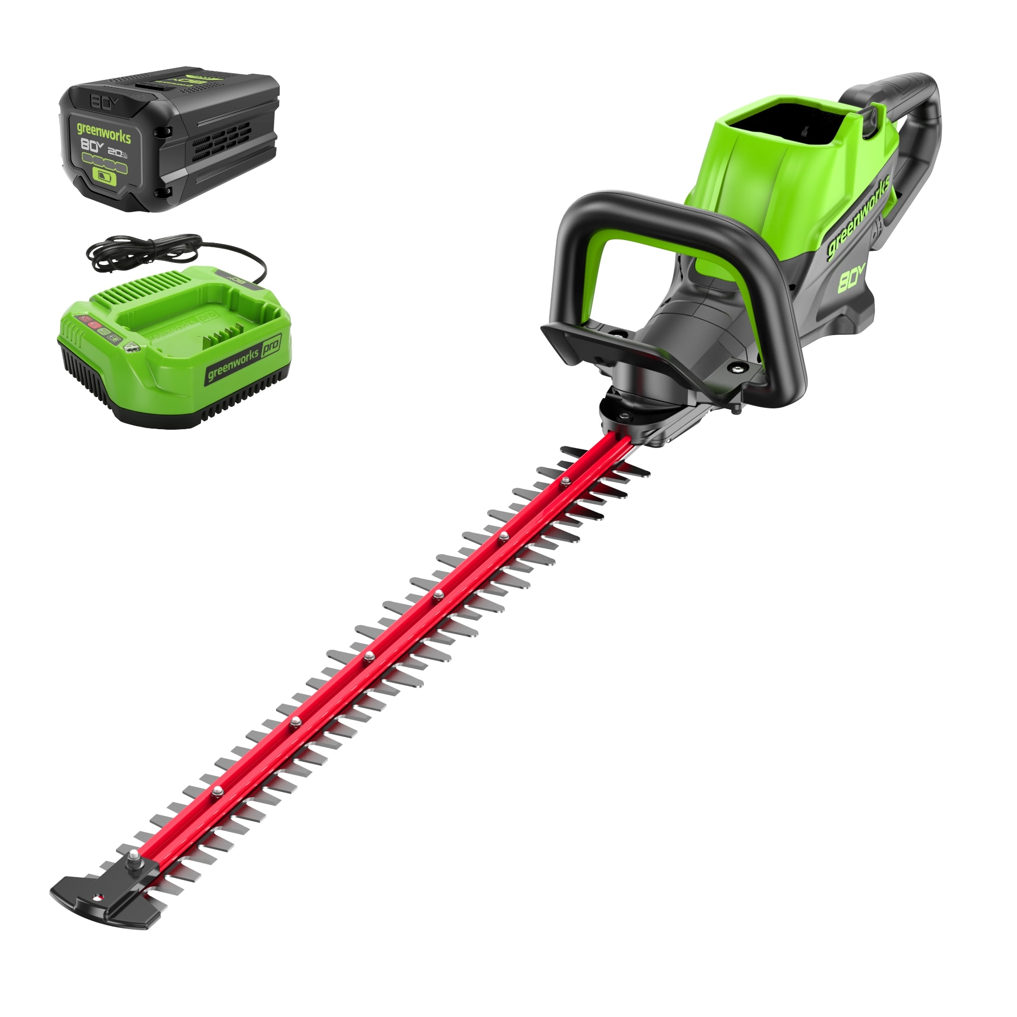 Greenworks HT80L213 80-volt 26-in Battery Hedge Trimmer 2 Ah Battery Included , Charger Included
