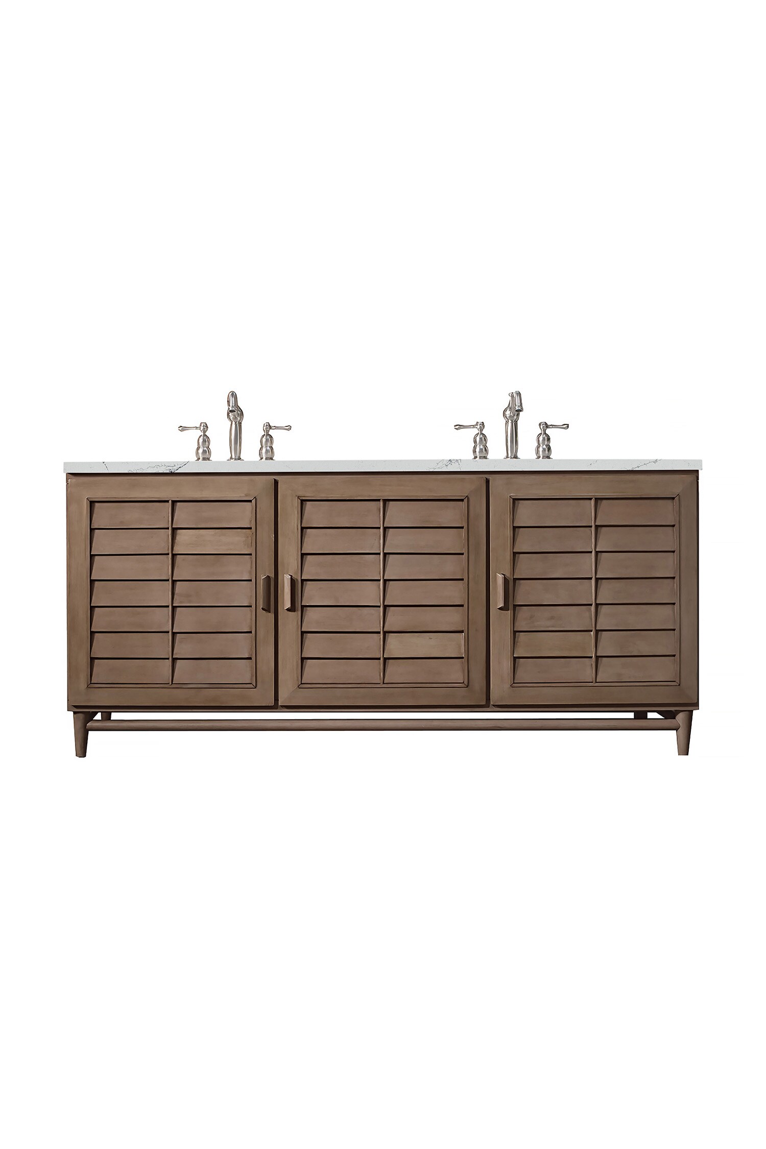 James Martin Vanities 620-V72-WW-3ENC Portland 72-in Whitewashed Walnut Undermount Double sink Bathroom Vanity with Ethereal Noctis Quartz Top