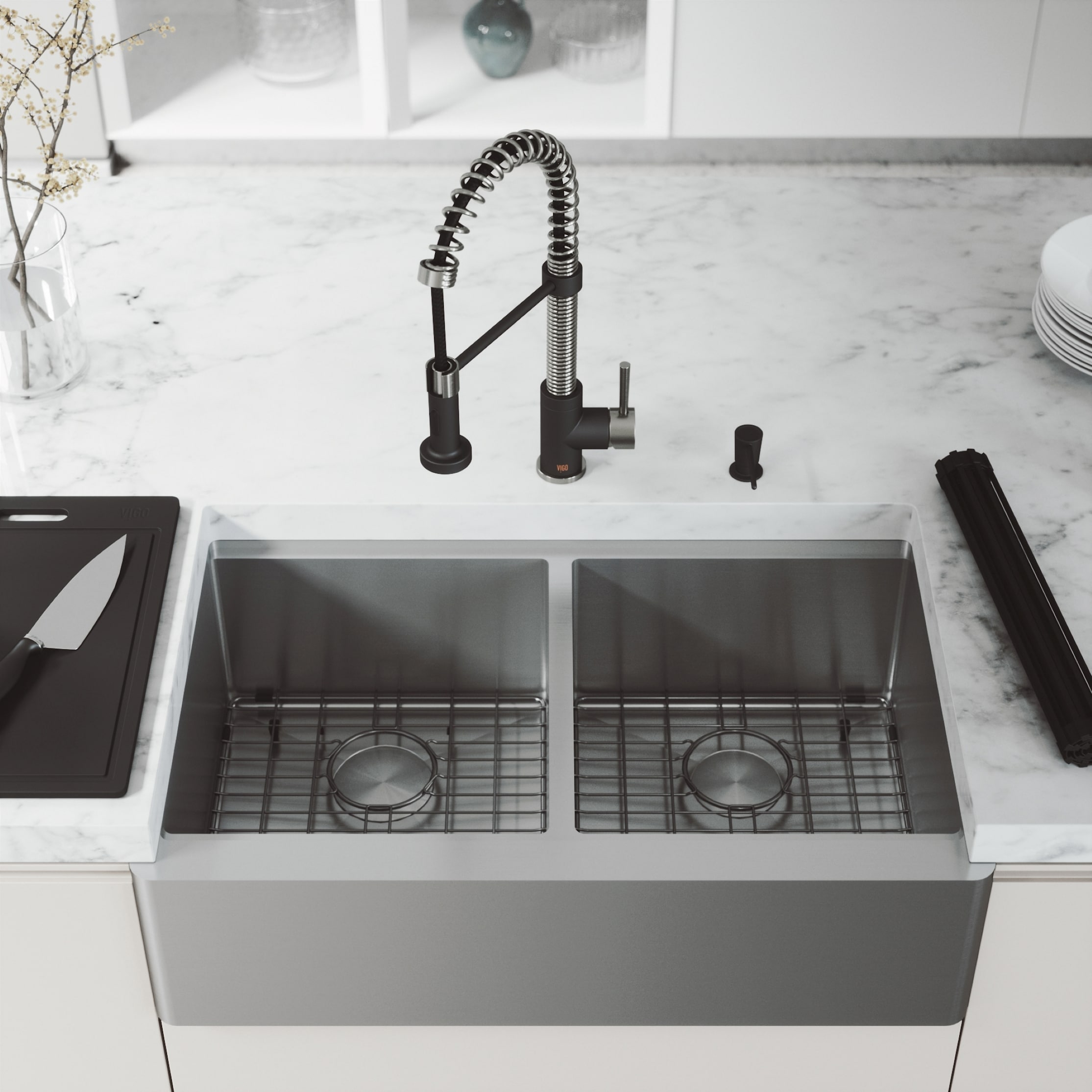 Oxford 33" Stainless Steel Double Bowl Farmhouse Kitchen Sink