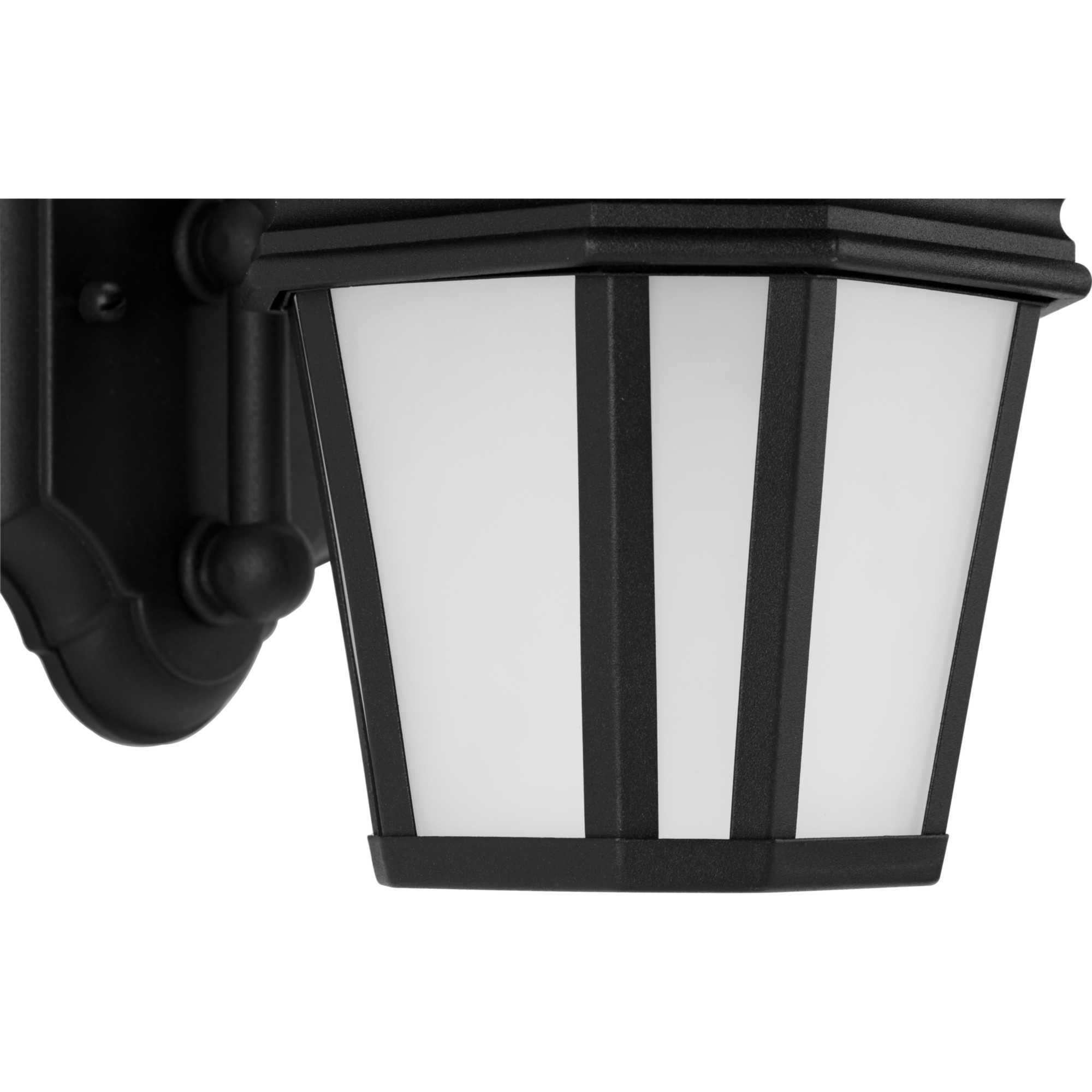 Black Aluminum Outdoor Wall Lantern with Etched White Glass Shade