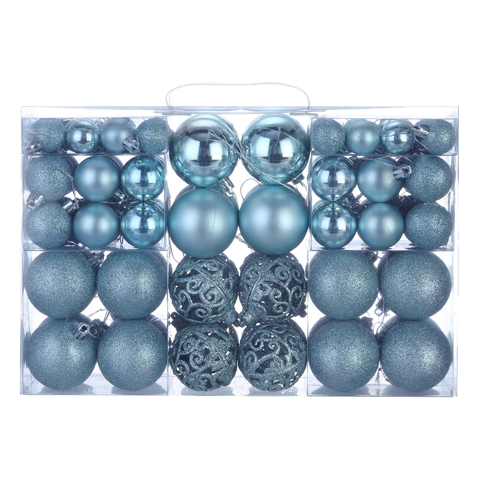 Unique Bargains Christmas Ball Ornaments Christmas Tree Decorations Balls Light Lake Blue for Decoration Wedding Holiday Christmas Decor Halloween Tree Decorations 100pcs