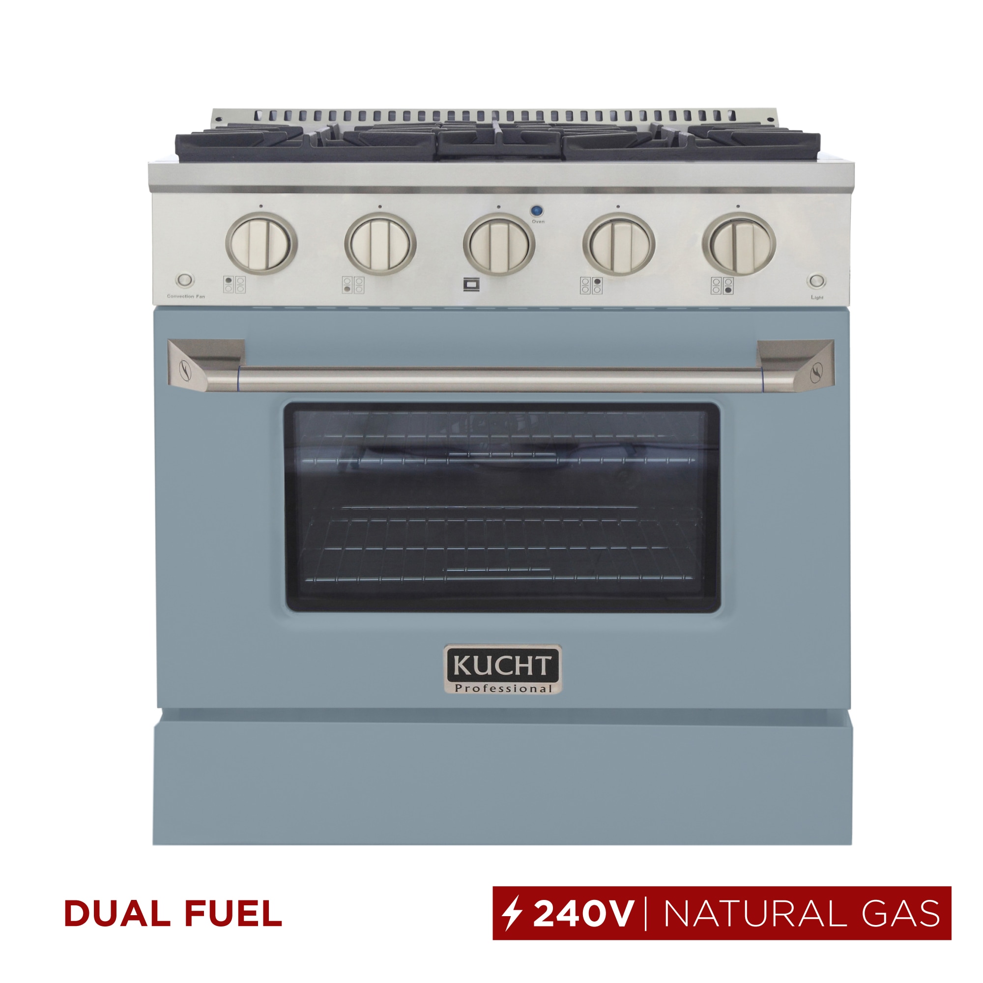 Kucht KDF302-LE 30-in Deep recessed 4 burners Convection Oven Freestanding Dual Fuel Range ( Light Blue )