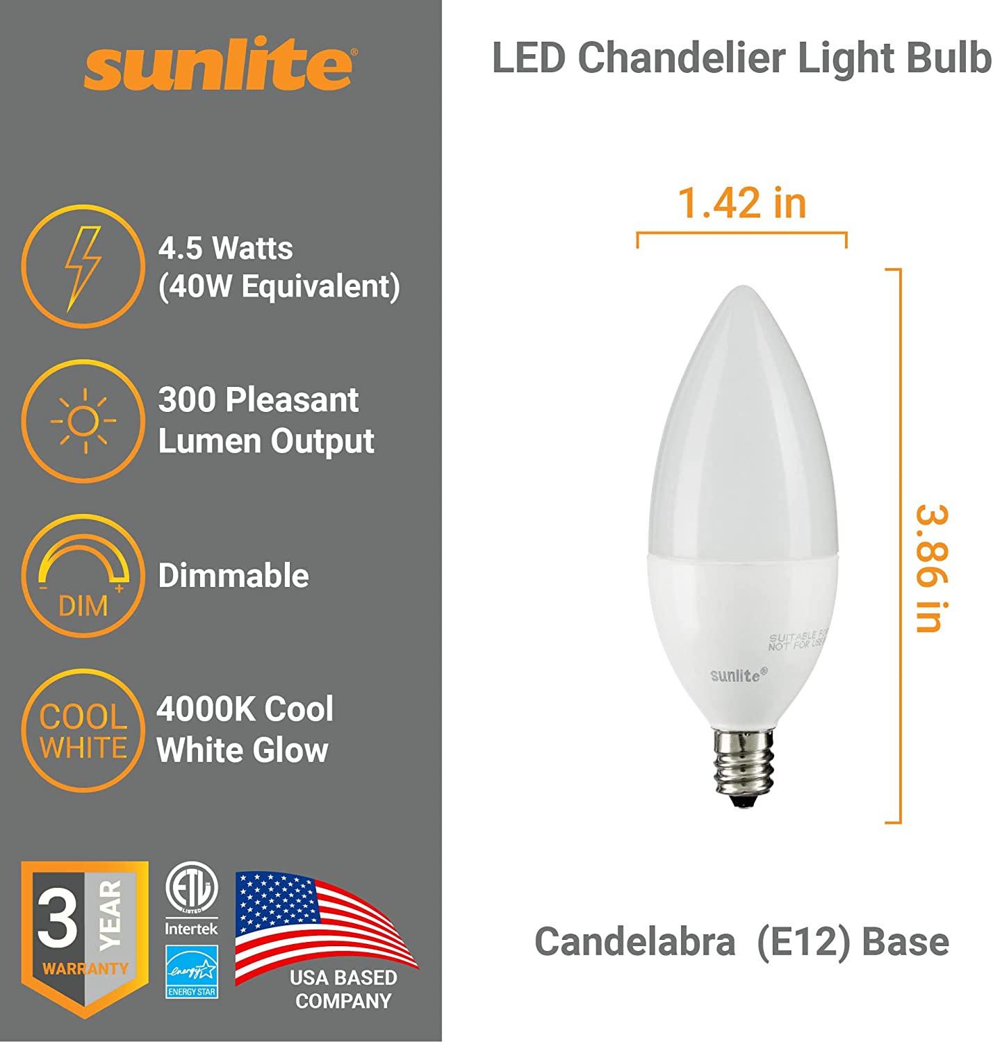 E14 LED Bulb Dimmable 40W Equivalent 3000K Soft White, E14 European  Candelabra Base Light Bulbs, Clear Glass Torpedo Shape, 6 Pack