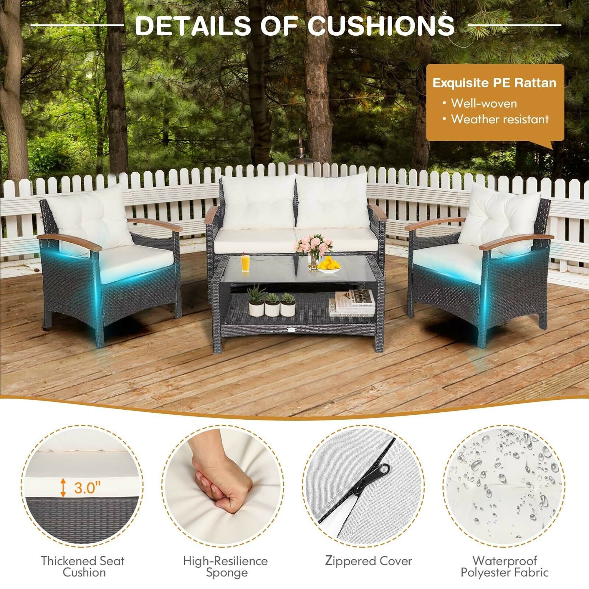 Forclover HYFL-69WH Patio-Conversation-Sets - View #3