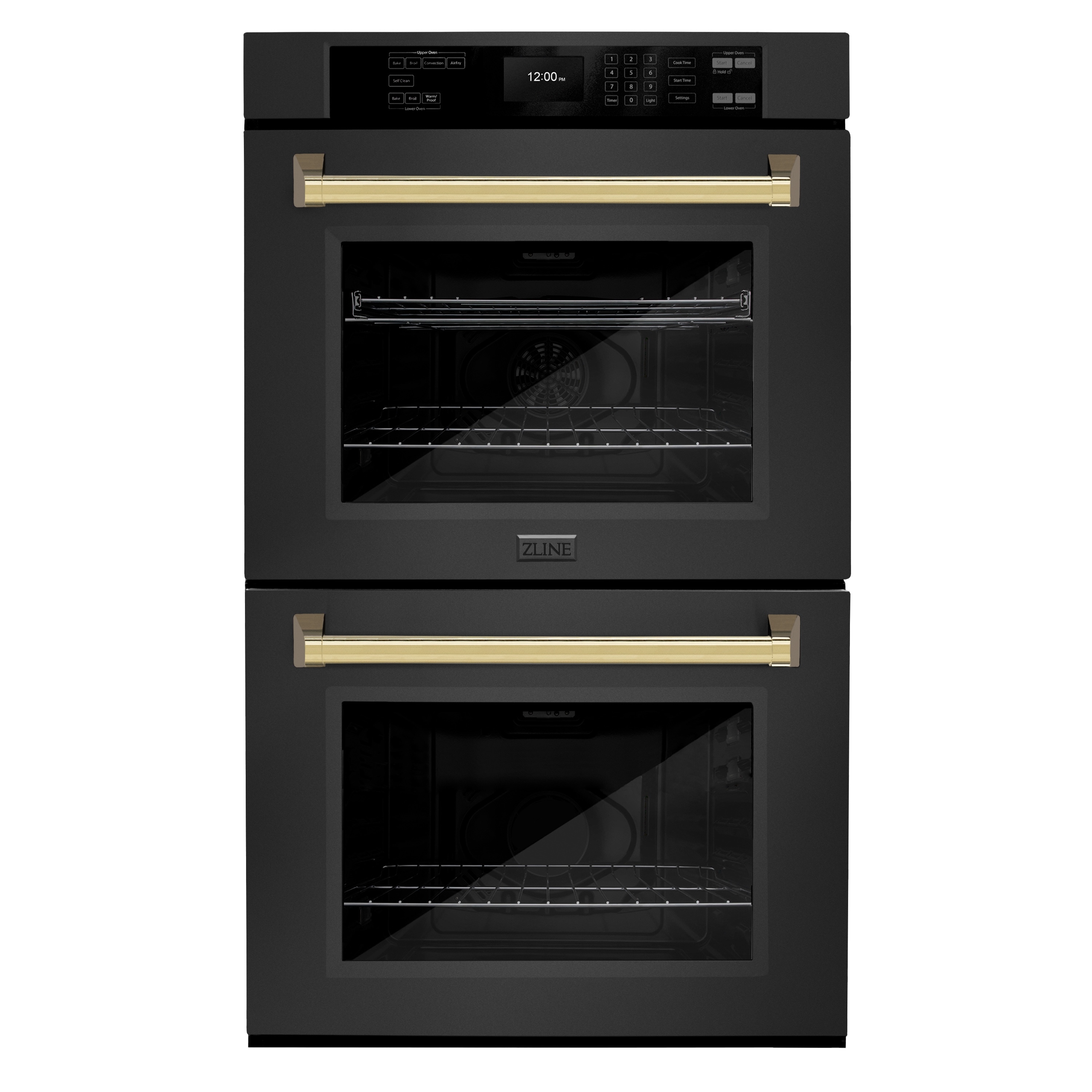 ZLINE KITCHEN & BATH WADBZ-30-G 30 inch Double Electric Wall Oven with Air Fry Self-cleaning ( Black Stainless Steel with Polished Gold Handle )