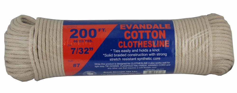 t.w . Evans Cordage 43-077 7/32-Inch Evandale Cotton Clothesline 200-Feet Hank