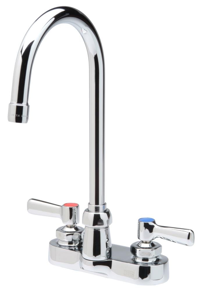 Zurn Z812B1-XL AquaSpec Chrome 2-hole 2-handle High-arc Commercial Handle Bathroom Sink Faucet with Deck Plate