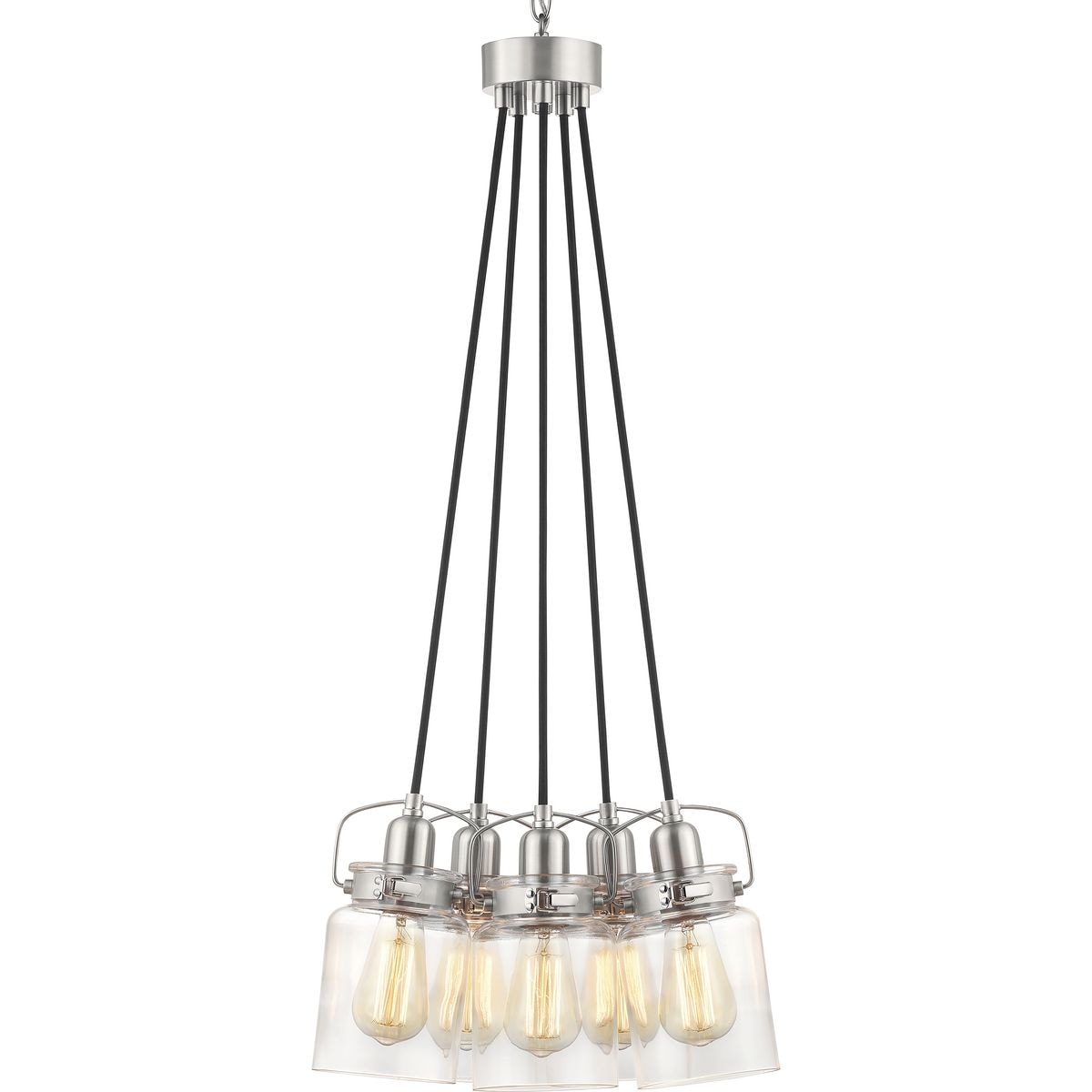 Progress Lighting P400133-009 Calhoun 5 -Light Brushed Nickel Transitional For Use in Bedrooms, Dining Rooms, Foyers, Kitchens, Living Rooms Chandelier