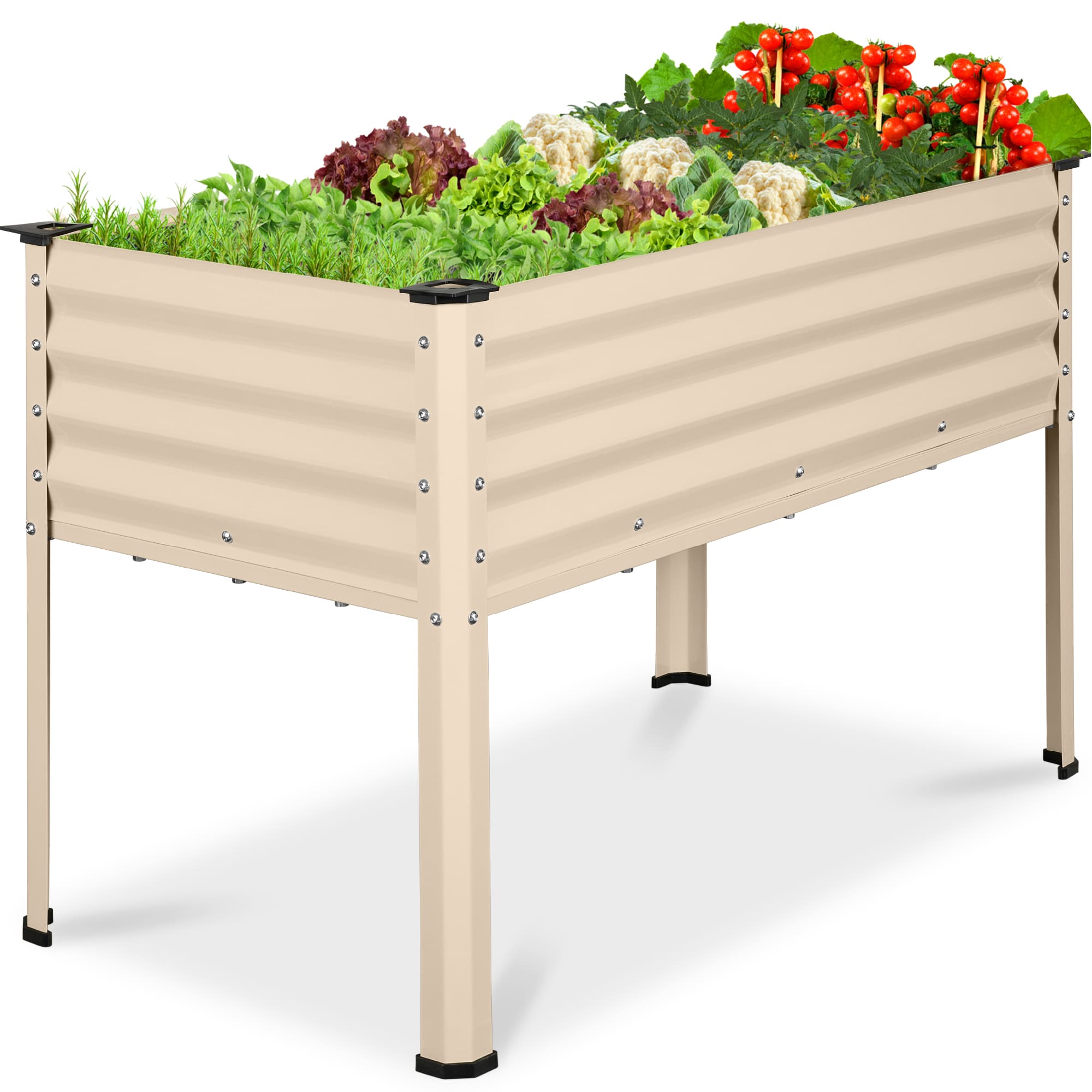 Best Choice Products 48x24x30in Elevated Galvanized Metal Garden Bed w/ Corner Protectors - Beige #SKY8709