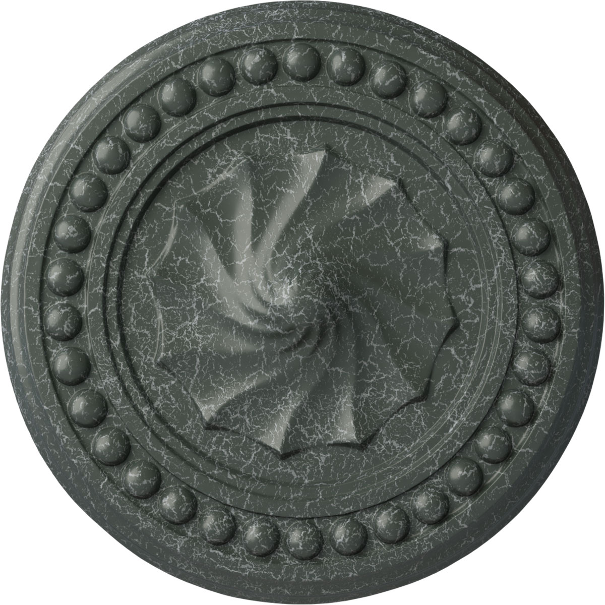 Ekena Millwork CM15FOAGC Foster Shell 15.75-in W x 15.75-in L Painted Athenian Green Crackle Polyurethane Whole Ceiling Medallion