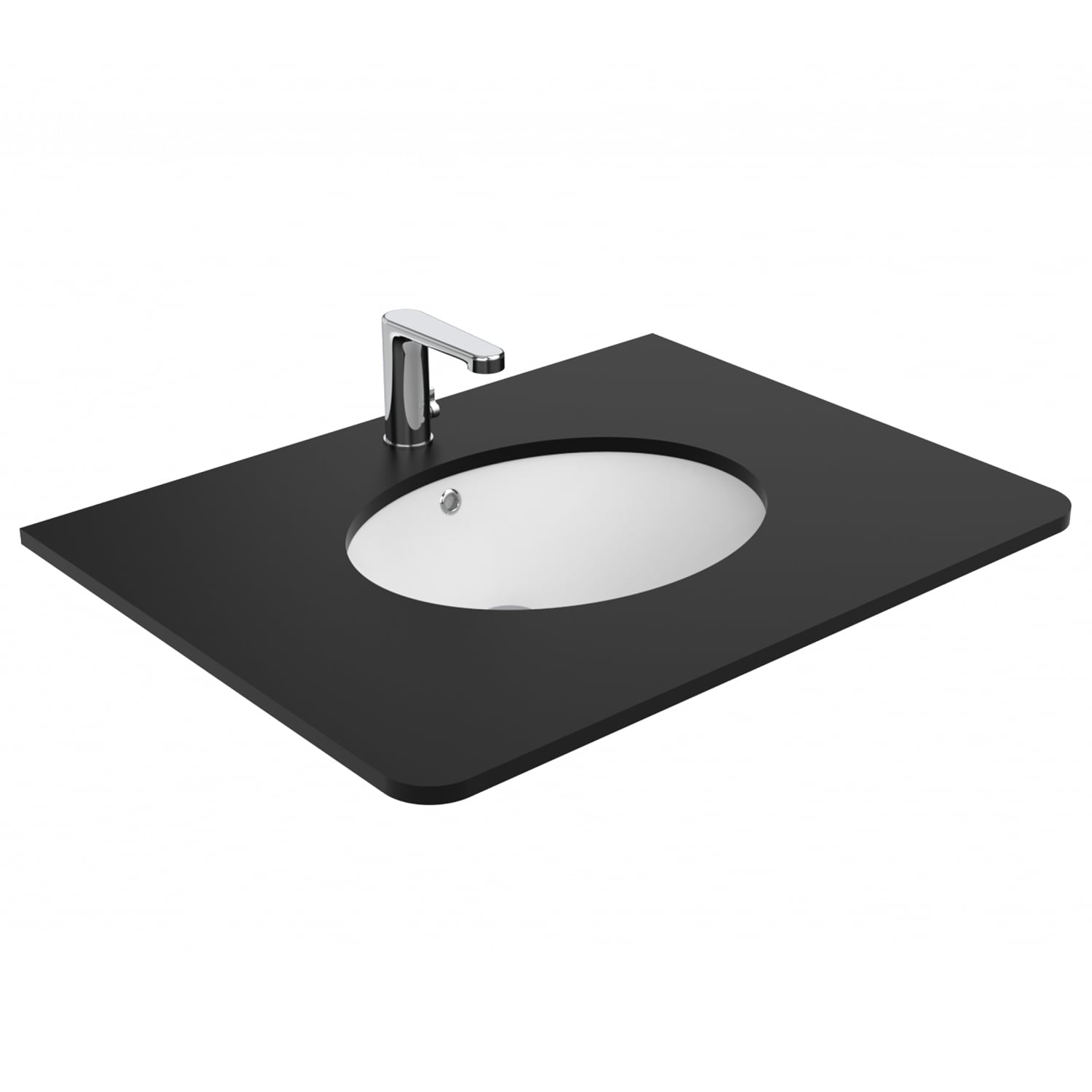 Glossy White Ceramic Oval Undermount Bathroom Sink with Overflow