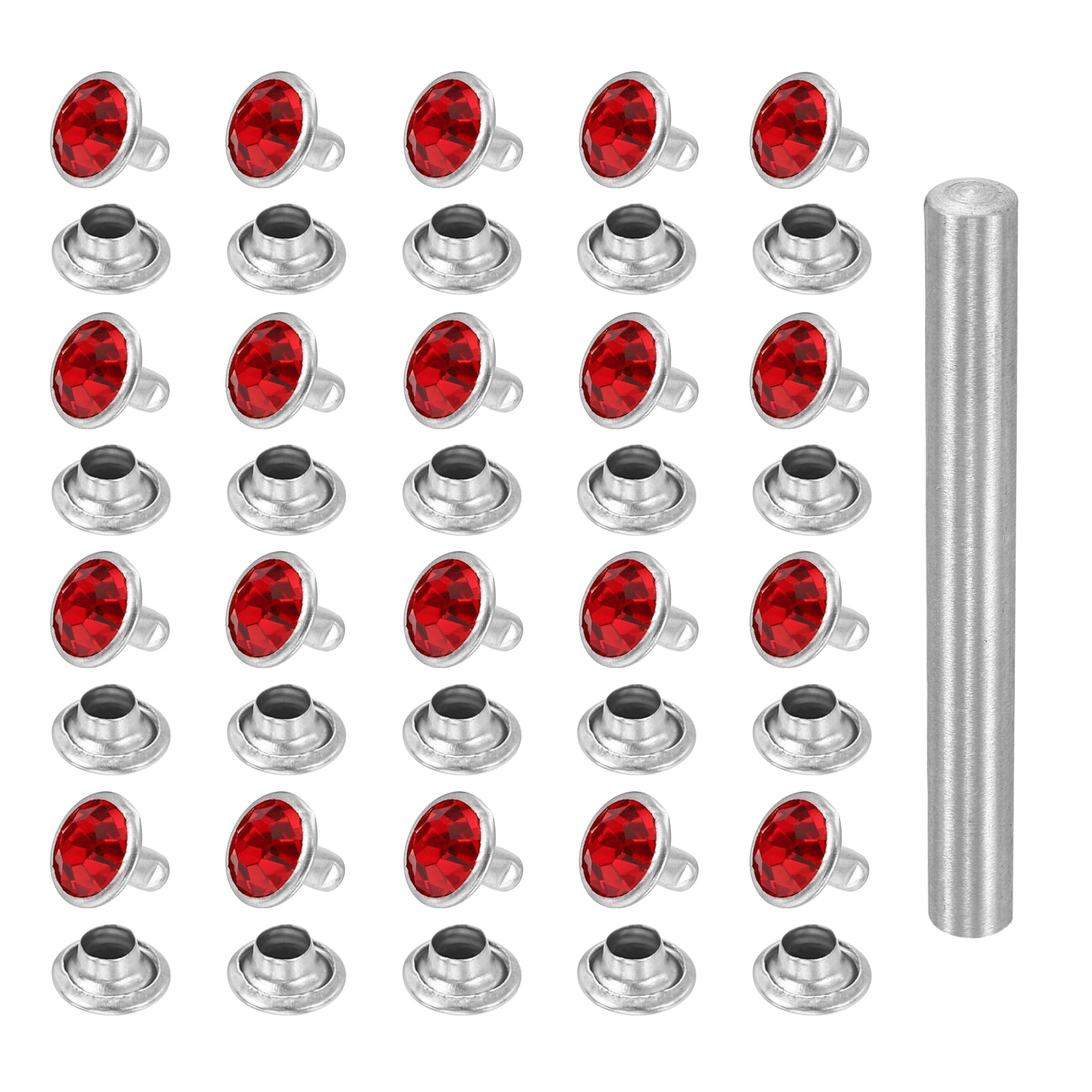 Harfington 100pcs Crystal Rivets 8mm Rhinestone Rapid Stud Rivets with ...