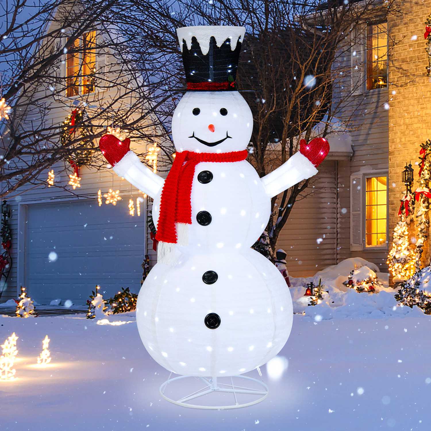 Costway CSHY001244 6 FT Lighted Artificial Christmas Snowman Pre-Lit Pop-up Xmas Snowman